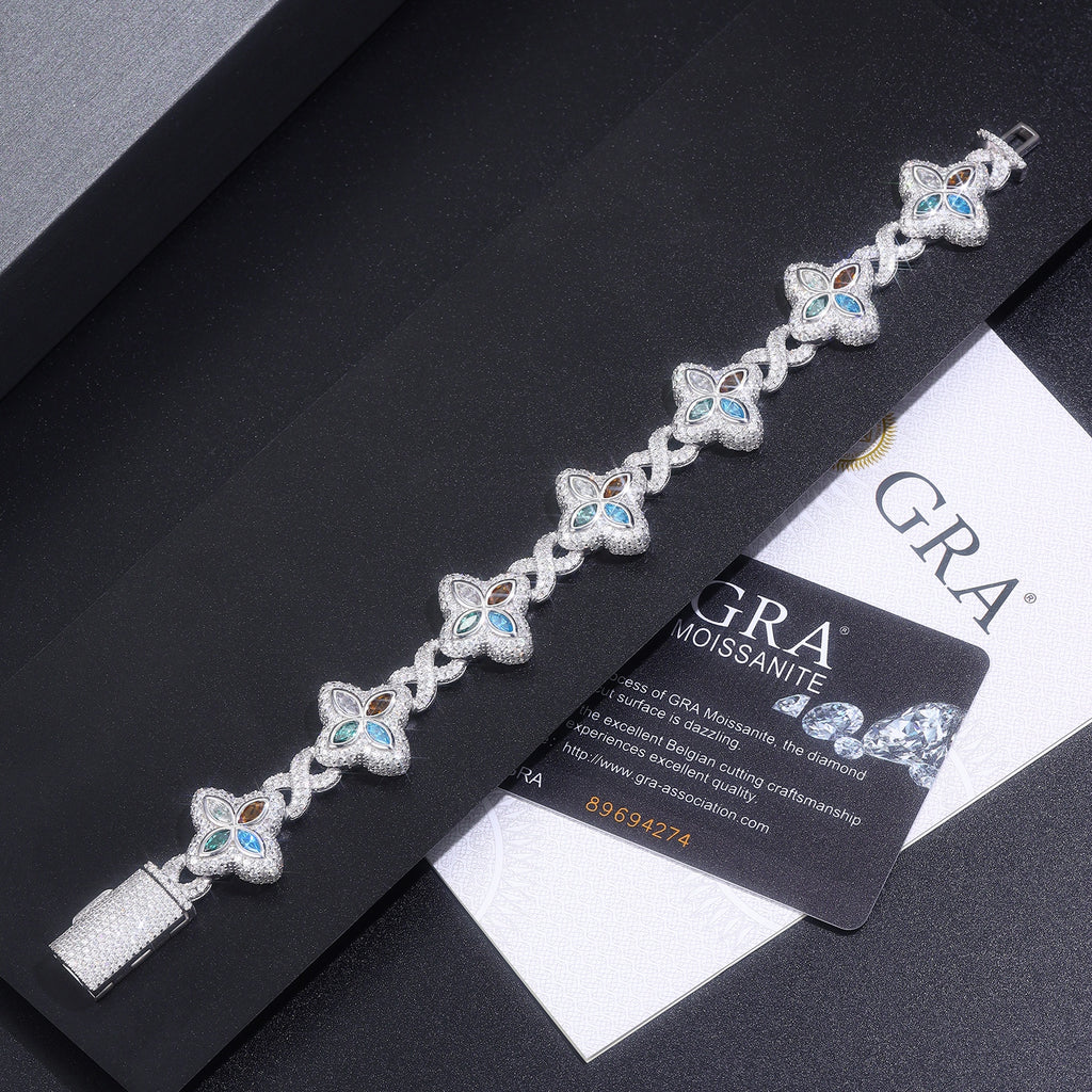 Luxurious Minimalist Moissanite Bracelet Platinum Plated 925 Sterling Silver with GRA Certificate