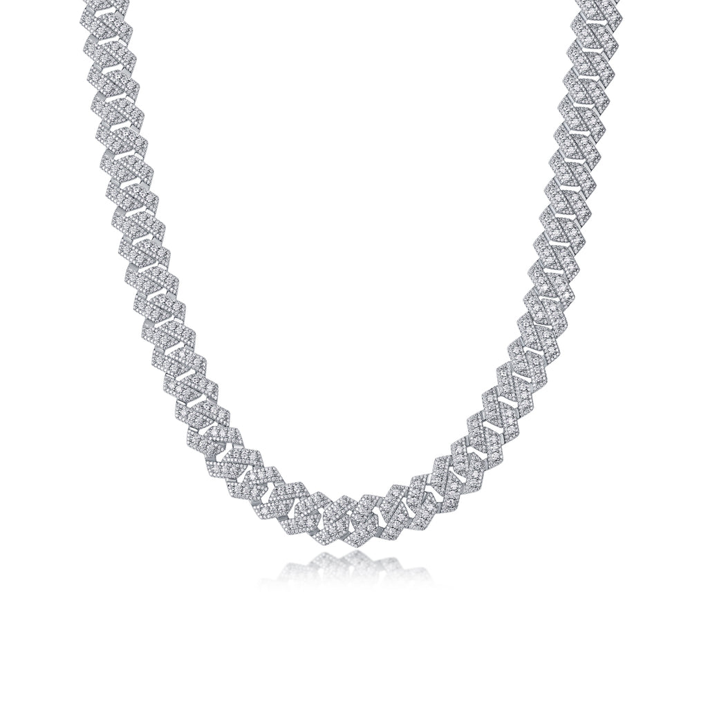 Romantic Gravity Moissanite Pendant Necklace in Platinum Plated 925 Sterling Silver