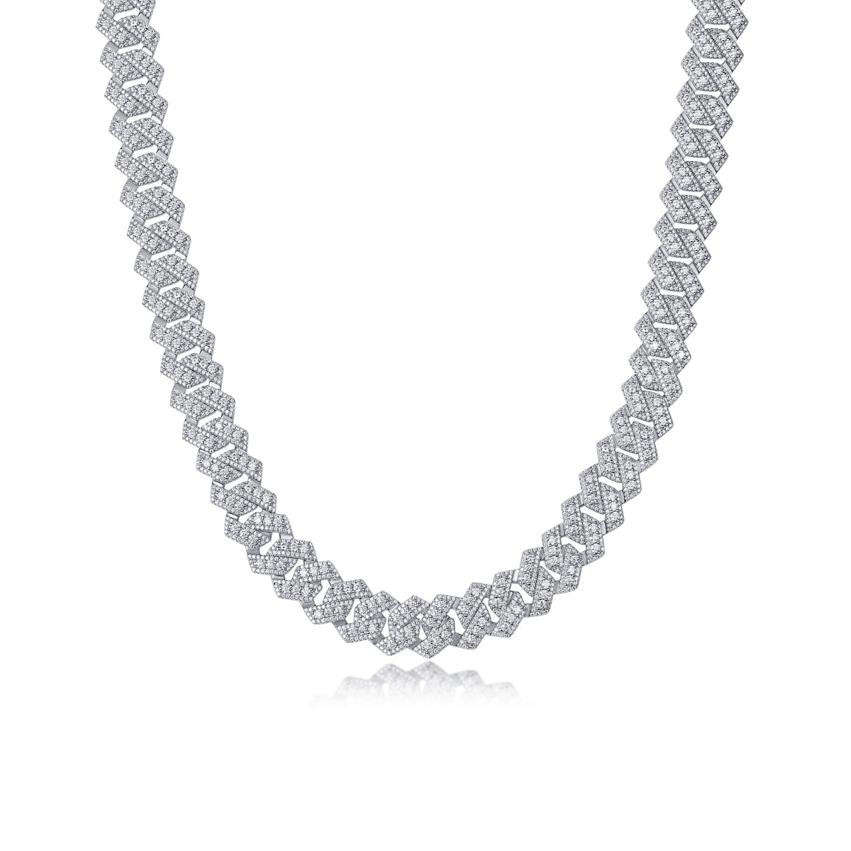 Romantic Gravity Moissanite Pendant Necklace in Platinum Plated 925 Sterling Silver