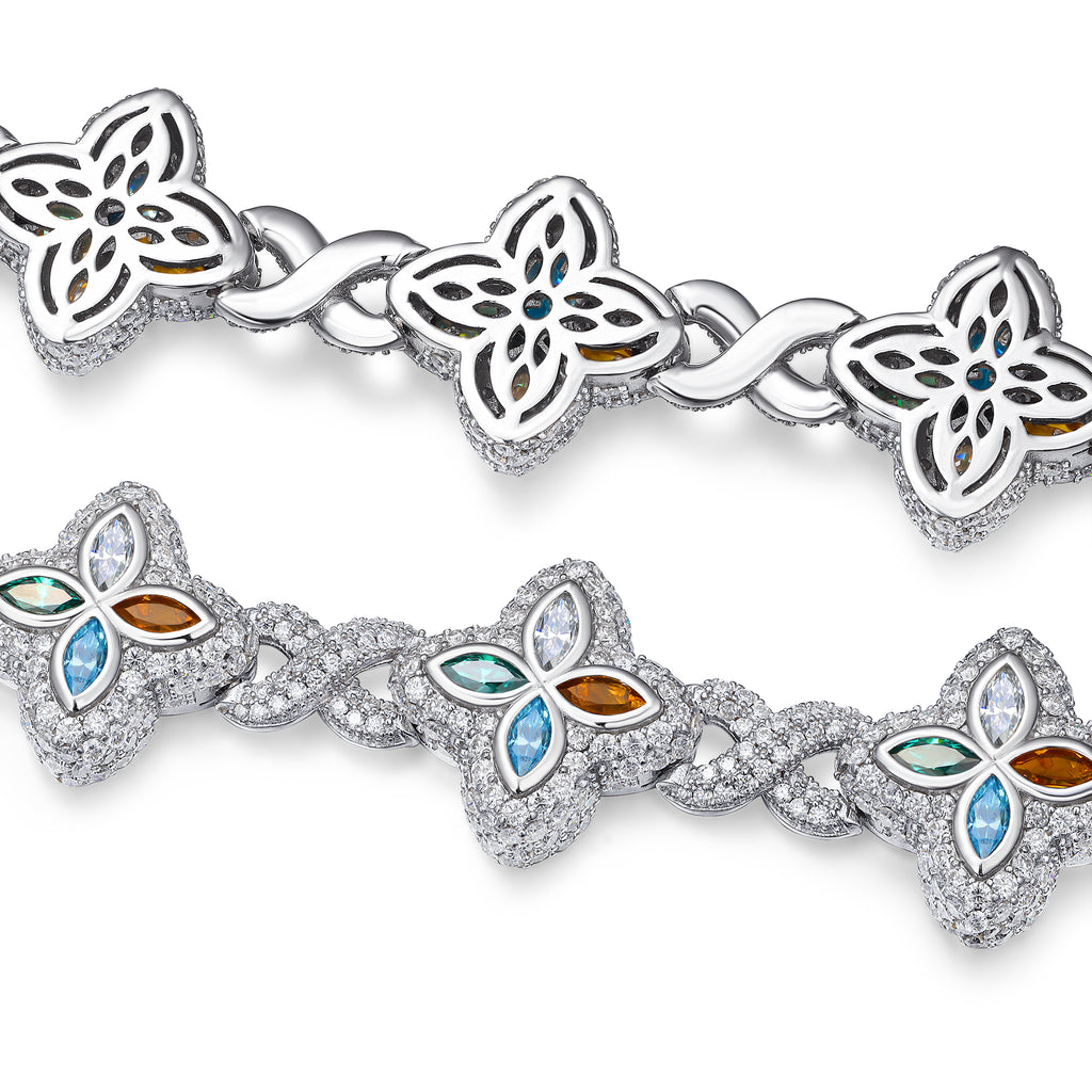 Luxurious Minimalist Moissanite Bracelet Platinum Plated 925 Sterling Silver with GRA Certificate