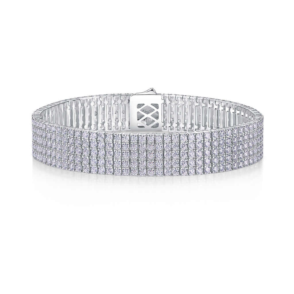 Shining And Simple - Luxurious And Fashionable Light Luxury Jewelry And Silver Bracelet Set With Top-quality Moissanite, S925 Silver-plated Platinum
