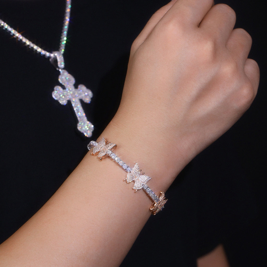 Moissanite Bracelet in Platinum-Plated 925 Sterling Silver – Minimalist Luxury Diamond-Look Jewelry with GRA Certificate