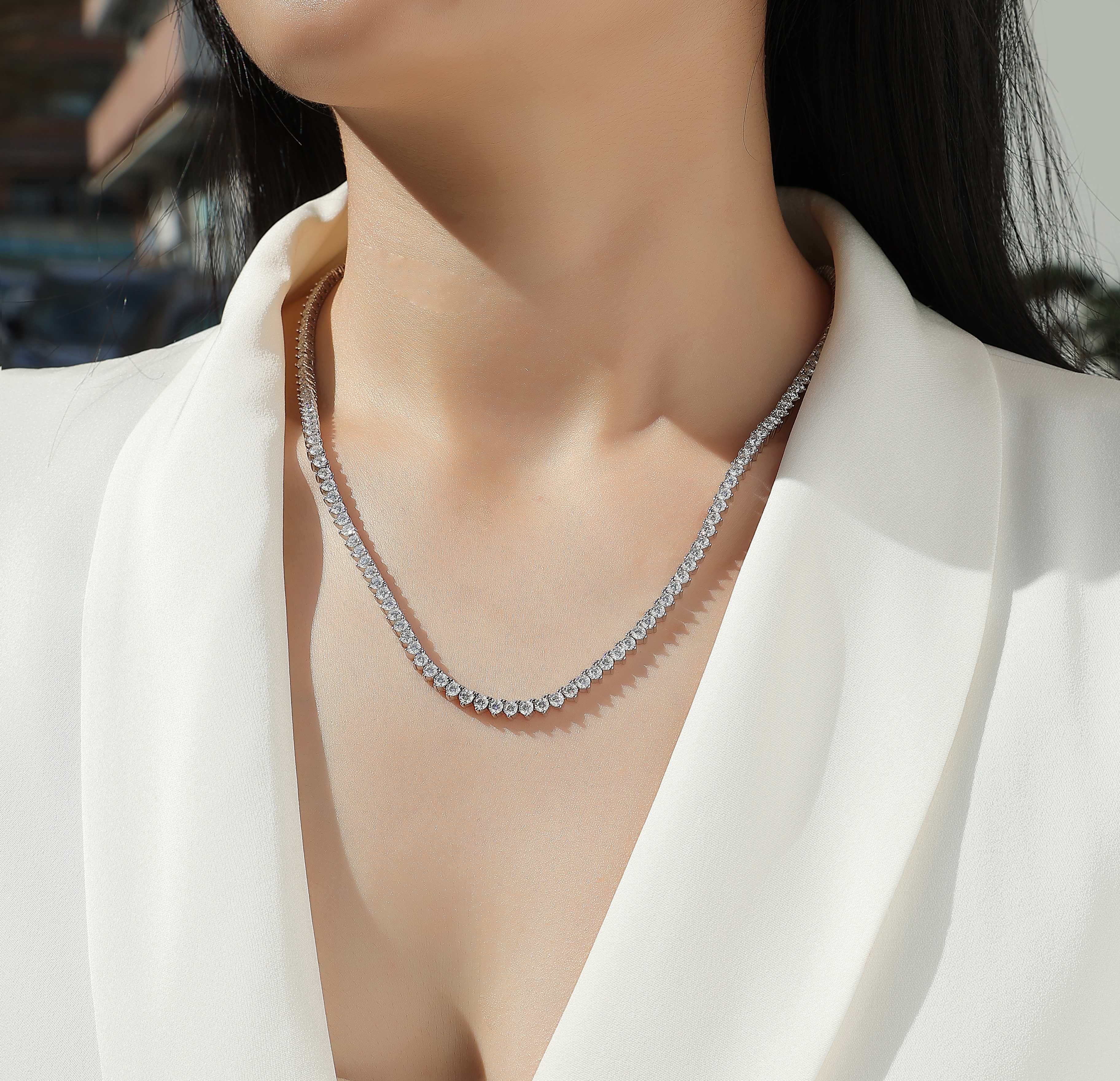 Solitude Moissanite Necklace  925 Sterling Silver Platinum Plated Luxury Pendant Necklace with GRA Certificate