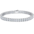 AAAA Moissanite Oval Linked Sterling Silver Electroplated With Platinum GRA Certified