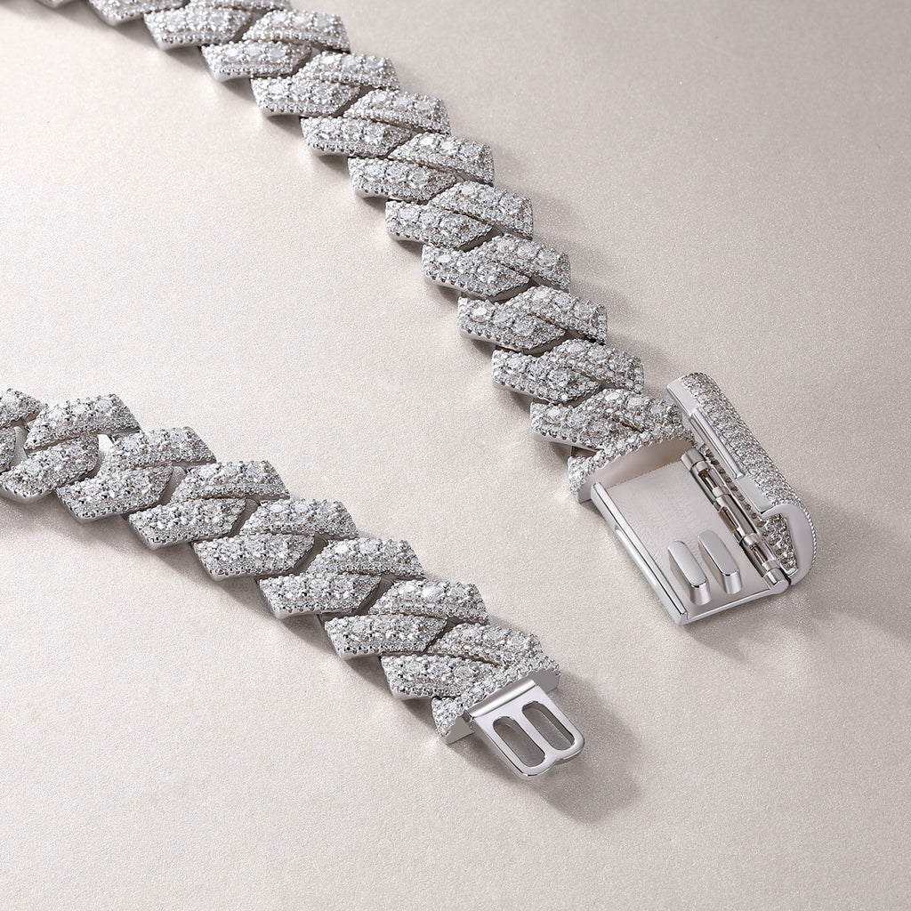Romantic Gravity Moissanite Pendant Necklace in Platinum Plated 925 Sterling Silver