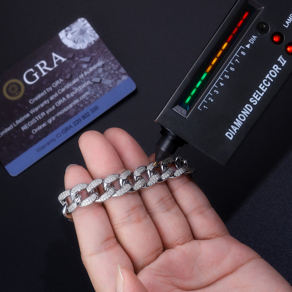 Moissanite Silver Bracelet 925 Sterling Silver Platinum Plated Minimalist Luxury Bracelet with GRA Certificate