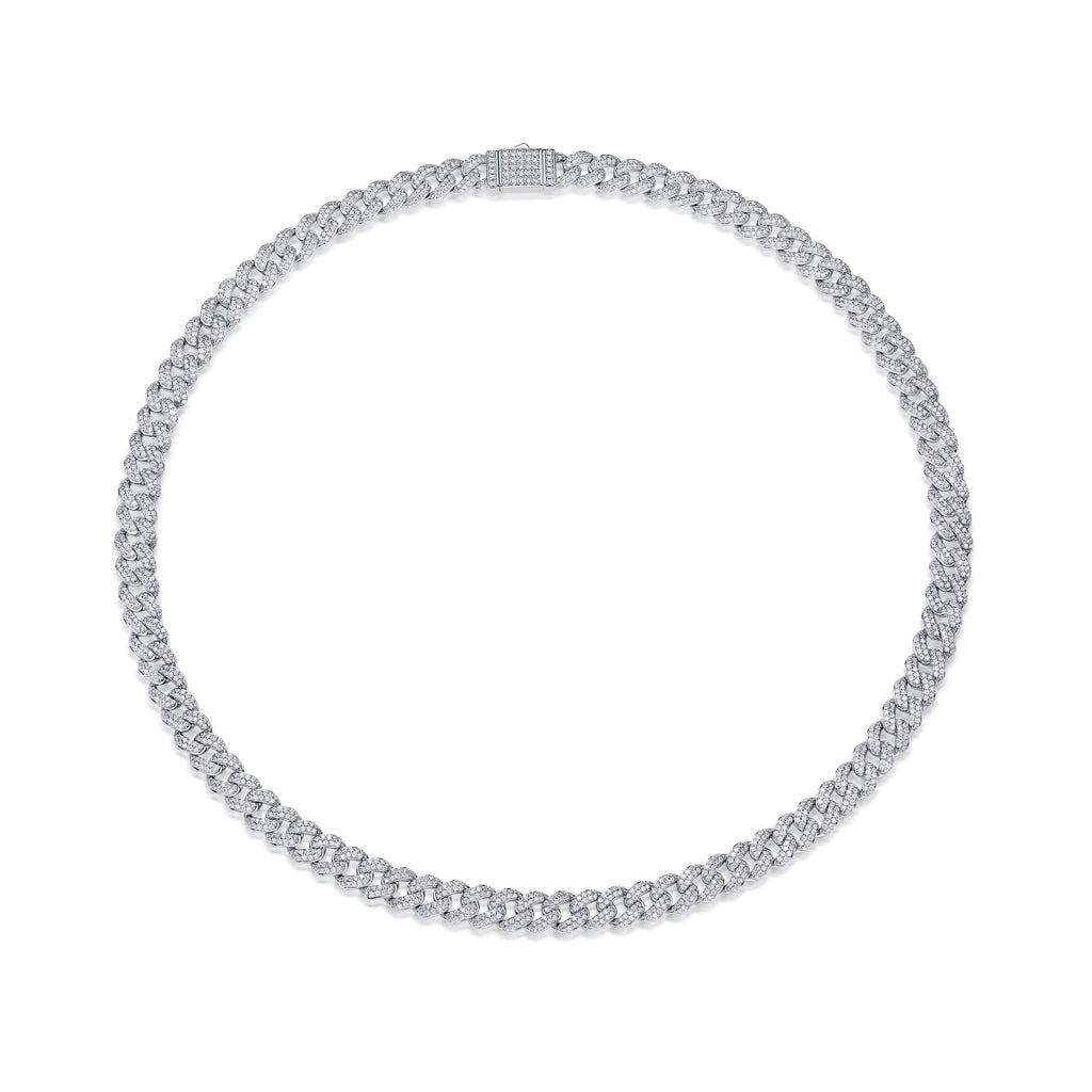 Luxurious Moissanite Cuban Chain Necklace Set Platinum Plated 925 Sterling Silver Luxury GRA Certified Jewelry