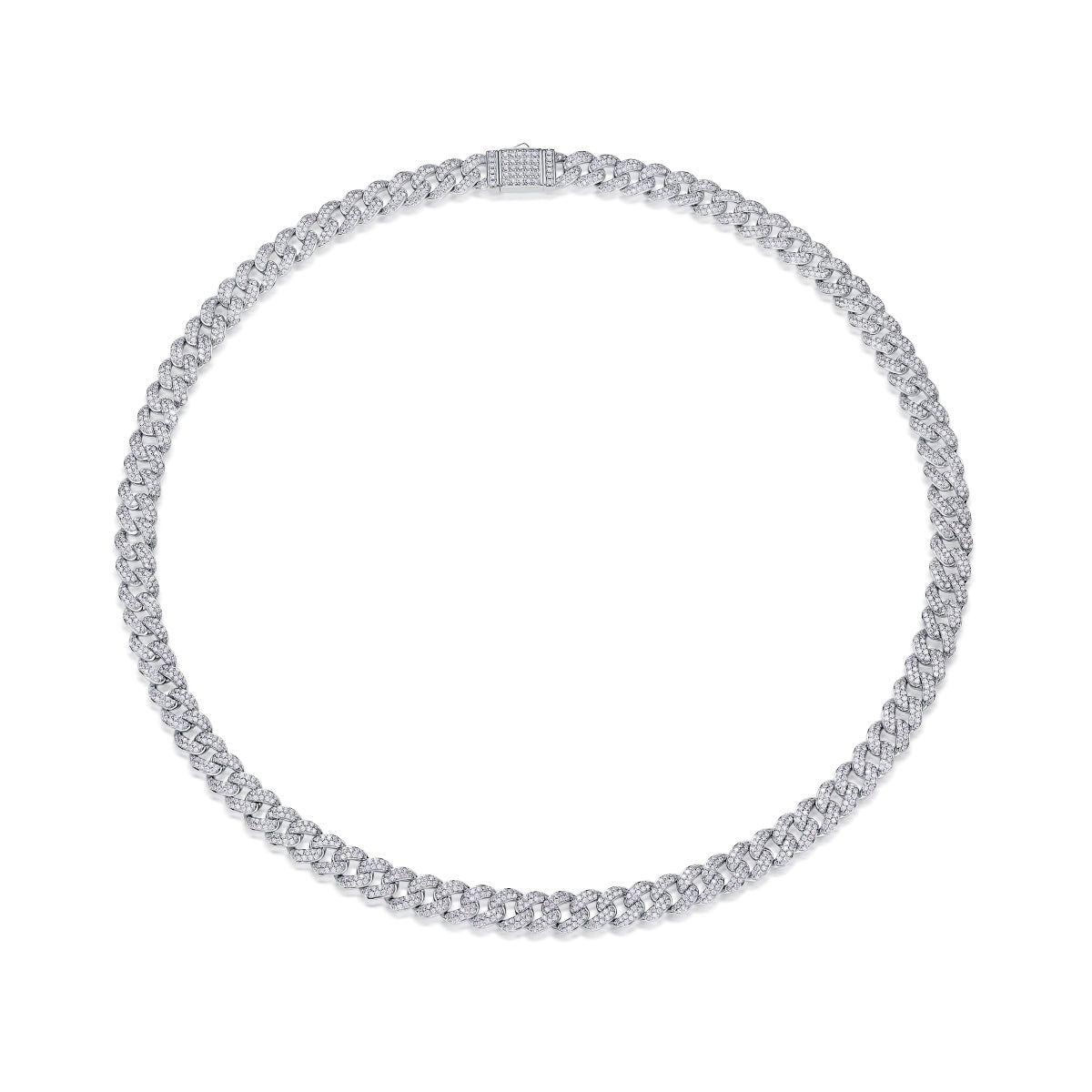 Luxurious Moissanite Cuban Chain Necklace Set Platinum Plated 925 Sterling Silver Luxury GRA Certified Jewelry