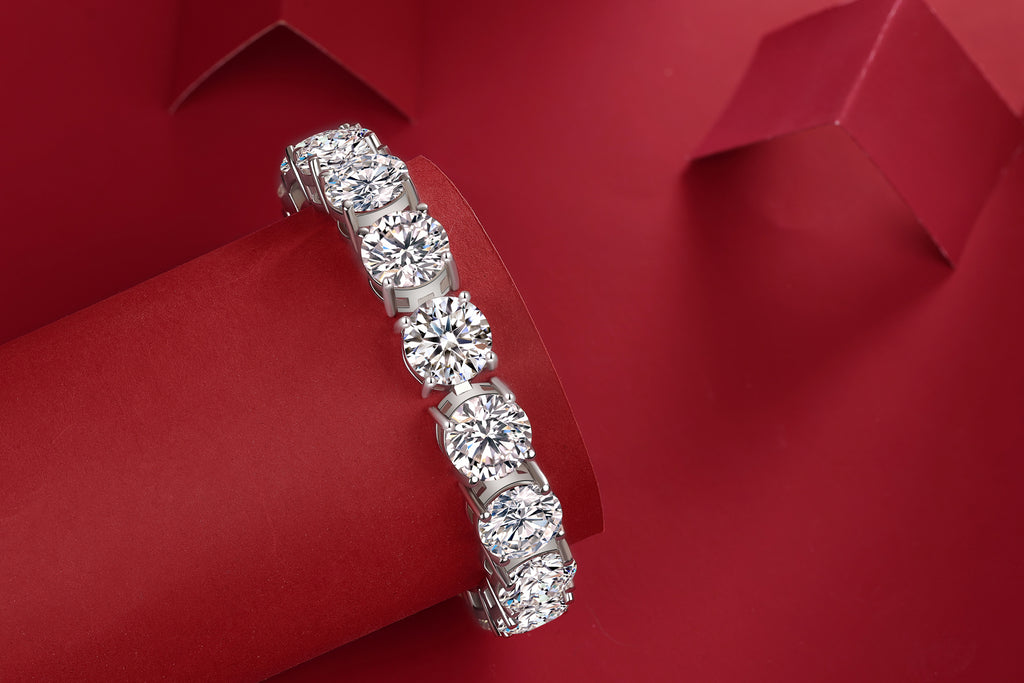 Moissanite Bracelet 5 Carat 925 Sterling Silver Platinum Plated Luxury Statement Bracelet for Women GRA Certified