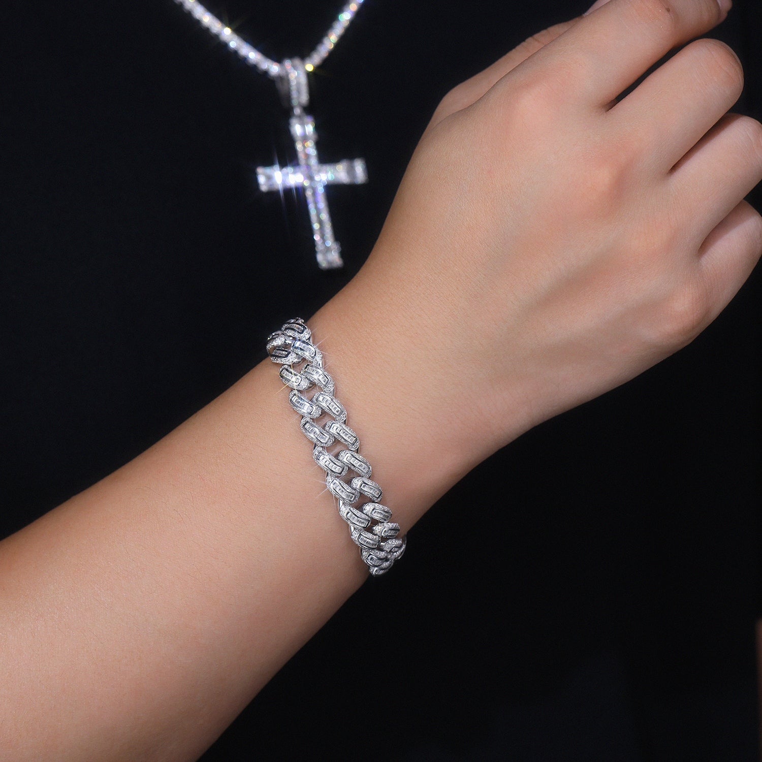 Moissanite Bracelet 925 Sterling Silver Platinum Plated Luxury Minimalist Bracelet for Women with GRA Certificate