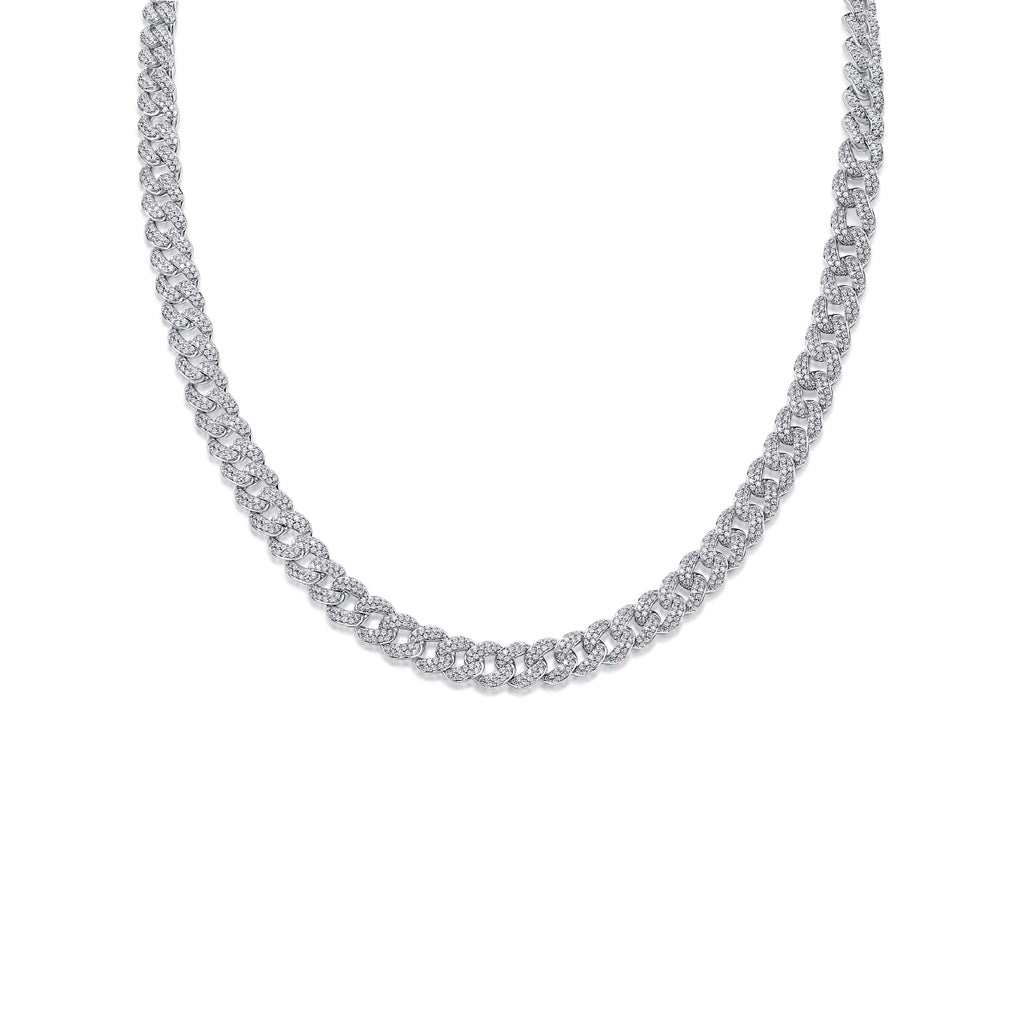 Luxurious Moissanite Cuban Chain Necklace Set Platinum Plated 925 Sterling Silver Luxury GRA Certified Jewelry