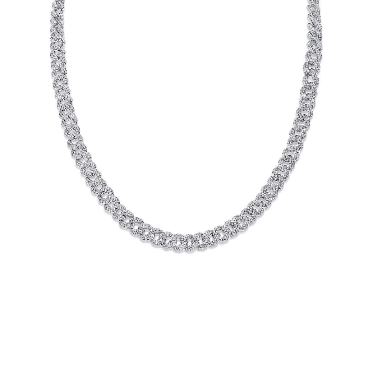 Luxurious Moissanite Cuban Chain Necklace Set Platinum Plated 925 Sterling Silver Luxury GRA Certified Jewelry