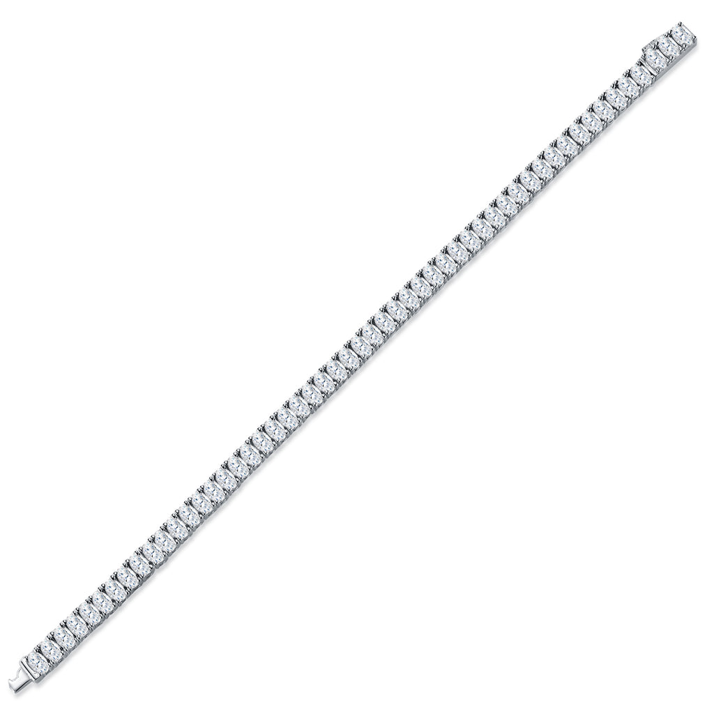 AAAA Moissanite Oval Linked Sterling Silver Electroplated With Platinum GRA Certified