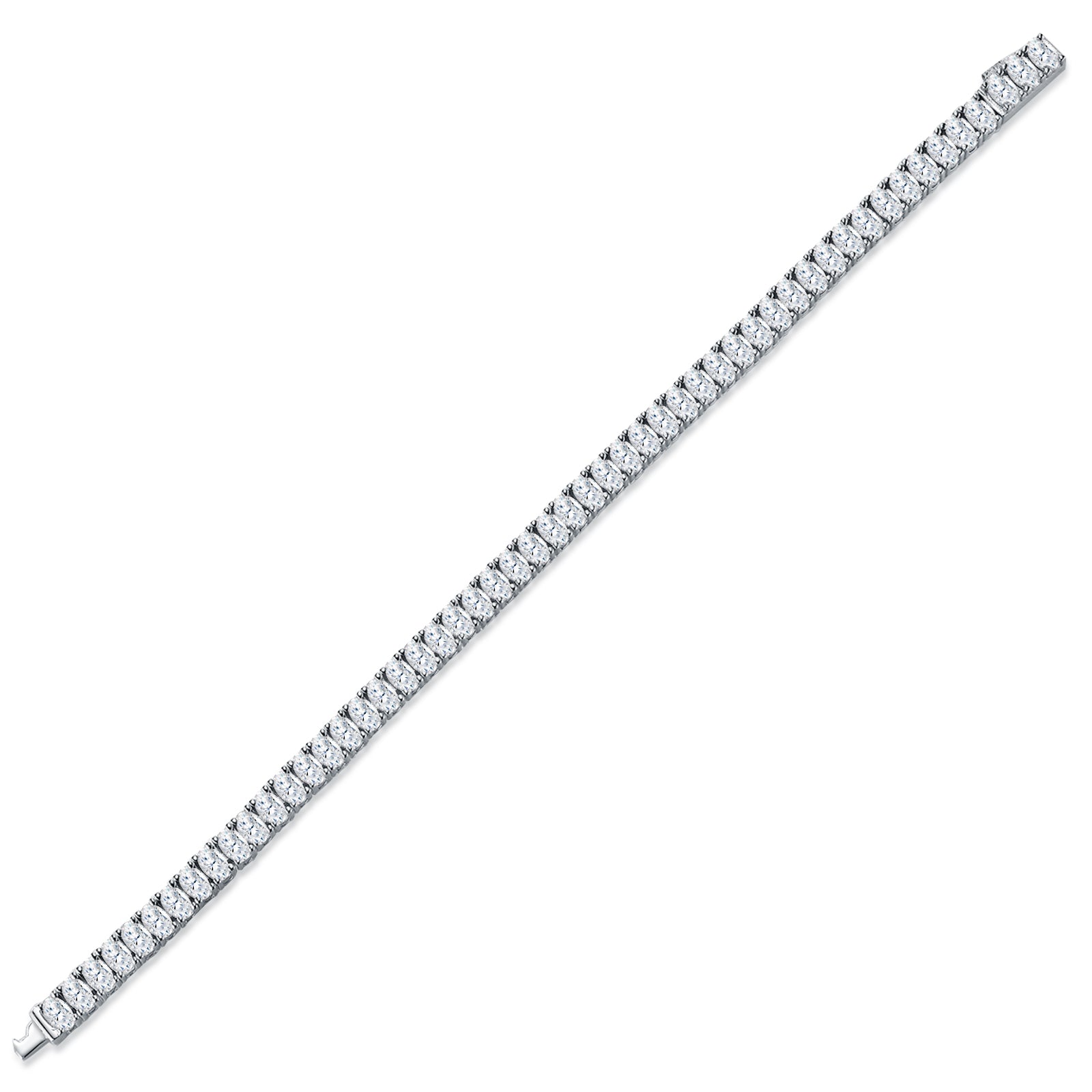 AAAA Moissanite Oval Linked Sterling Silver Electroplated With Platinum GRA Certified