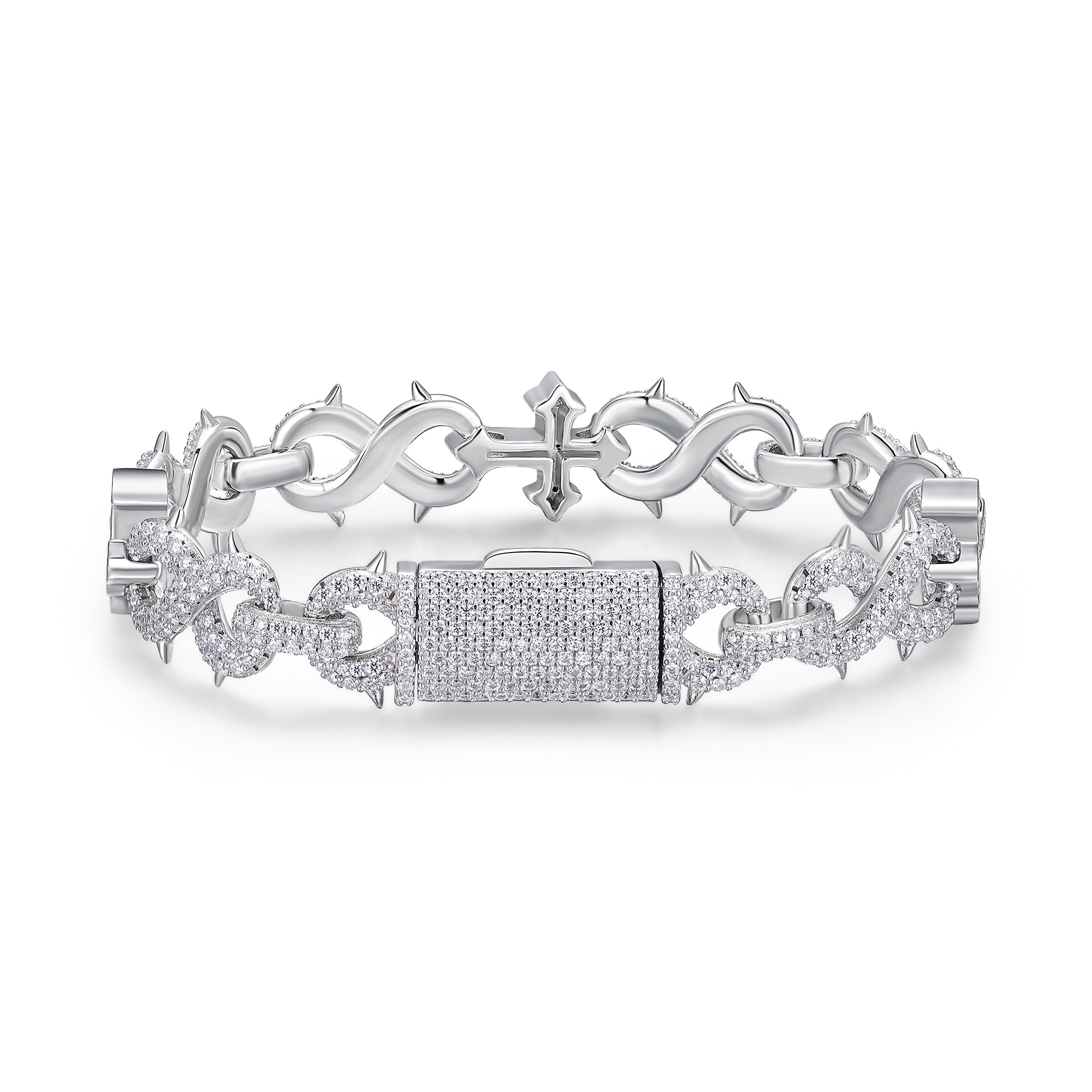 A Luxurious And Fashionable Minimalist Jewelry Bracelet Featuring Top-quality Moissanite, Made Of S925 Silver Electroplated With Platinum.