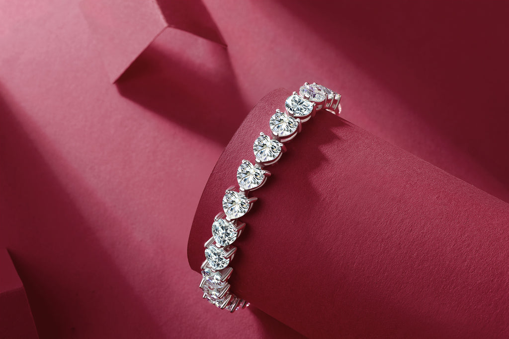 Love Daily - Luxurious And Fashionable Light Luxury Jewelry Silver Bracelet And Bracelet Set With Top-quality Moissanite, S925 Silver-plated Platinum