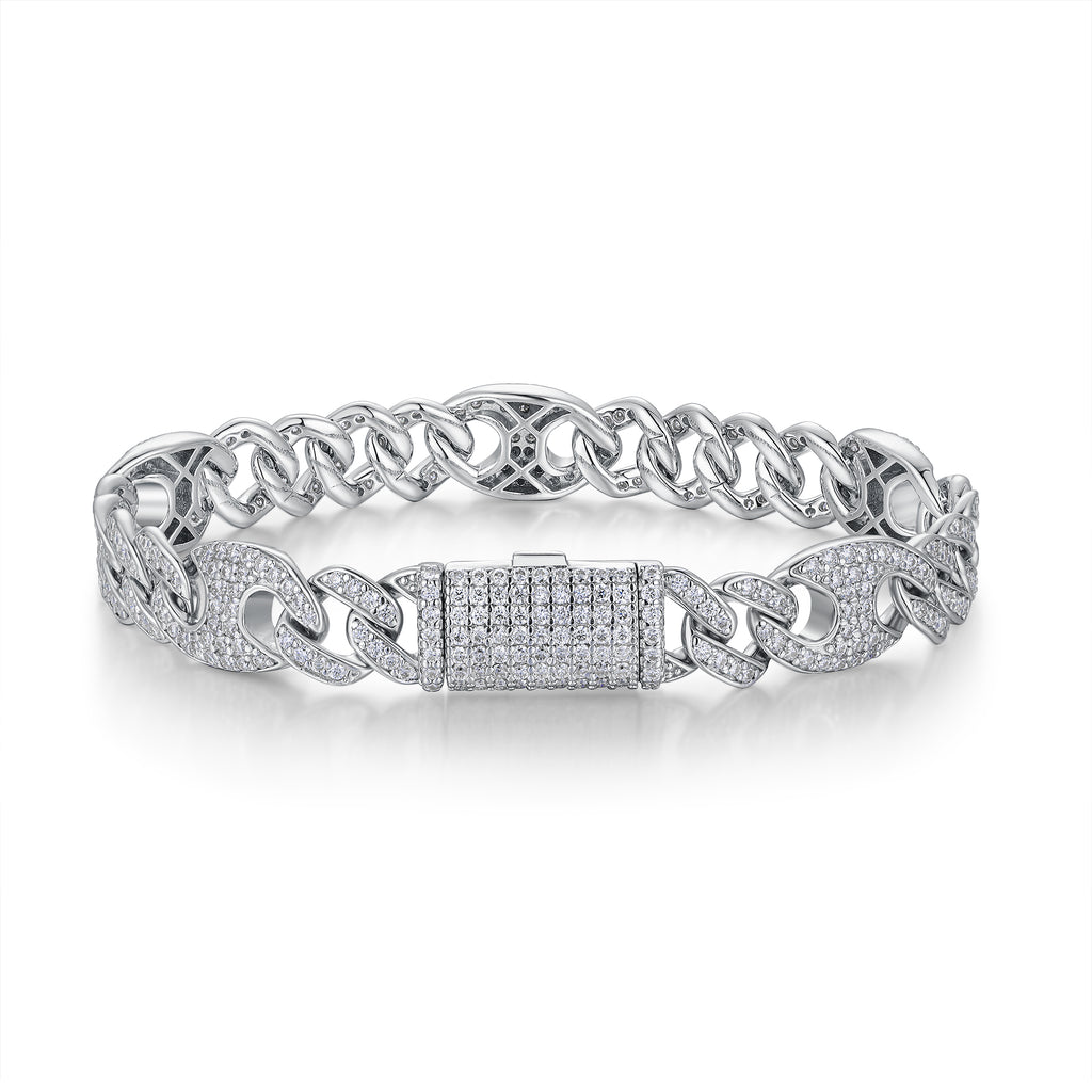 Set With Top-quality Moissanite, This Luxurious And Fashionable Light Luxury Jewelry Silver Bracelet Is Made Of S925 Silver Electroplated With Platinum