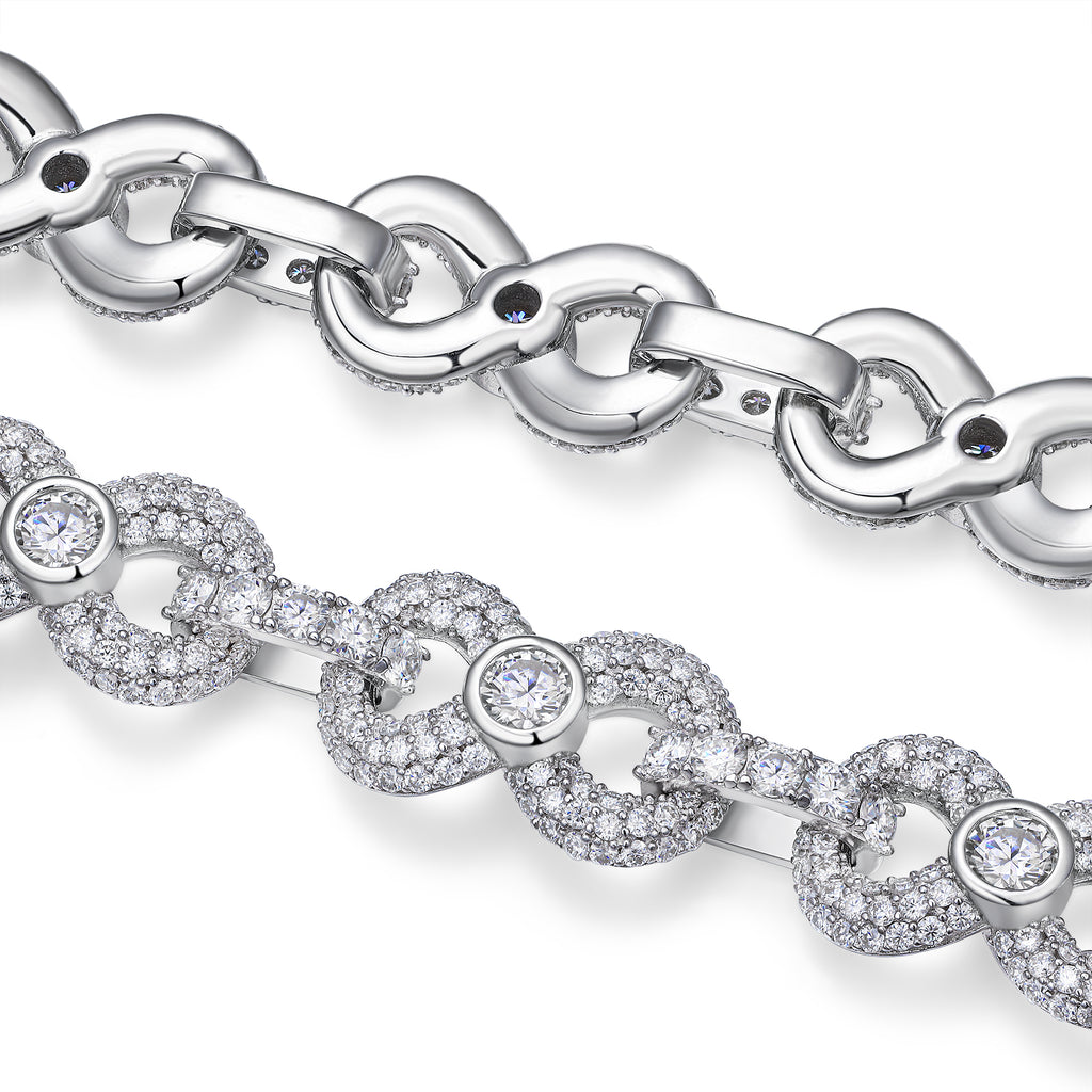 A Luxurious And Fashionable Minimalist Jewelry Bracelet Featuring Top-quality Moissanite, Made Of S925 Silver Electroplated With Platinum.