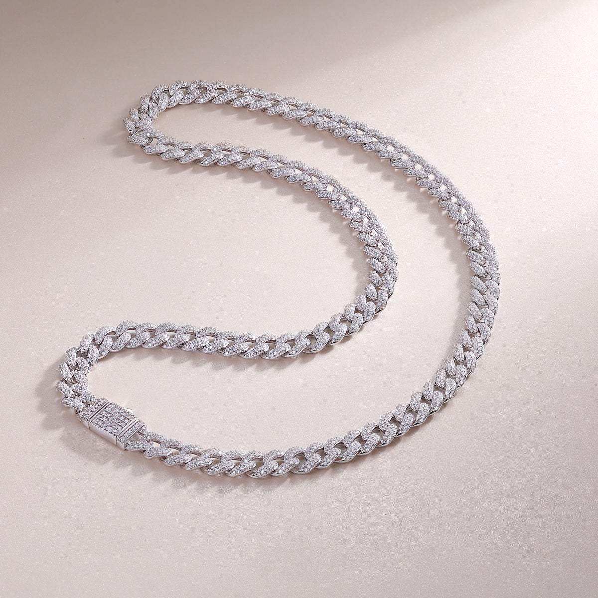 Luxurious Moissanite Cuban Chain Necklace Set Platinum Plated 925 Sterling Silver Luxury GRA Certified Jewelry