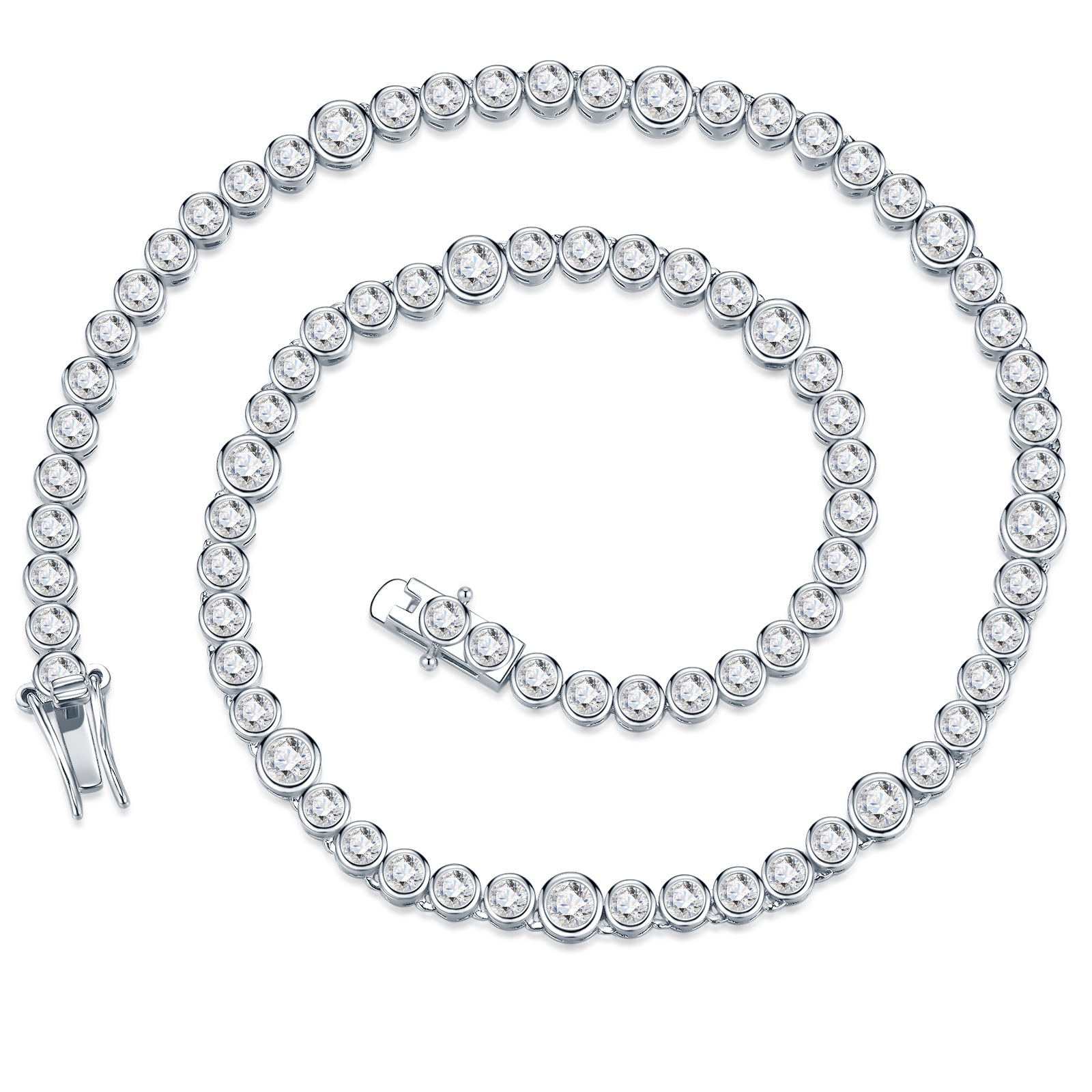 A Luxurious And Fashionable Minimalist Jewelry Pendant Necklace Featuring Top-quality Moissanite, Made Of S925 Silver Electroplated With Platinum.