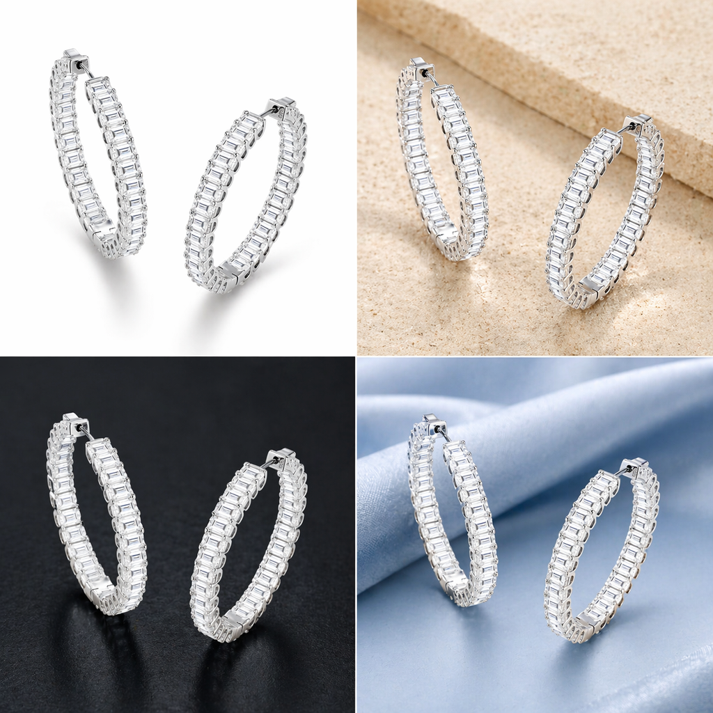 Moissanite Stud Earrings 925 Sterling Silver Platinum Plated Octagonal Minimalist Luxury Earrings for Women