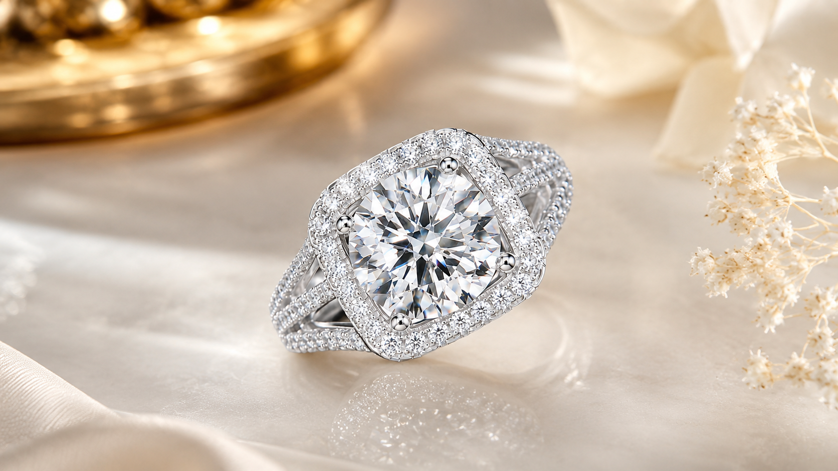 Moissanite Soleil 5 Carat Silver Ring — Lumina