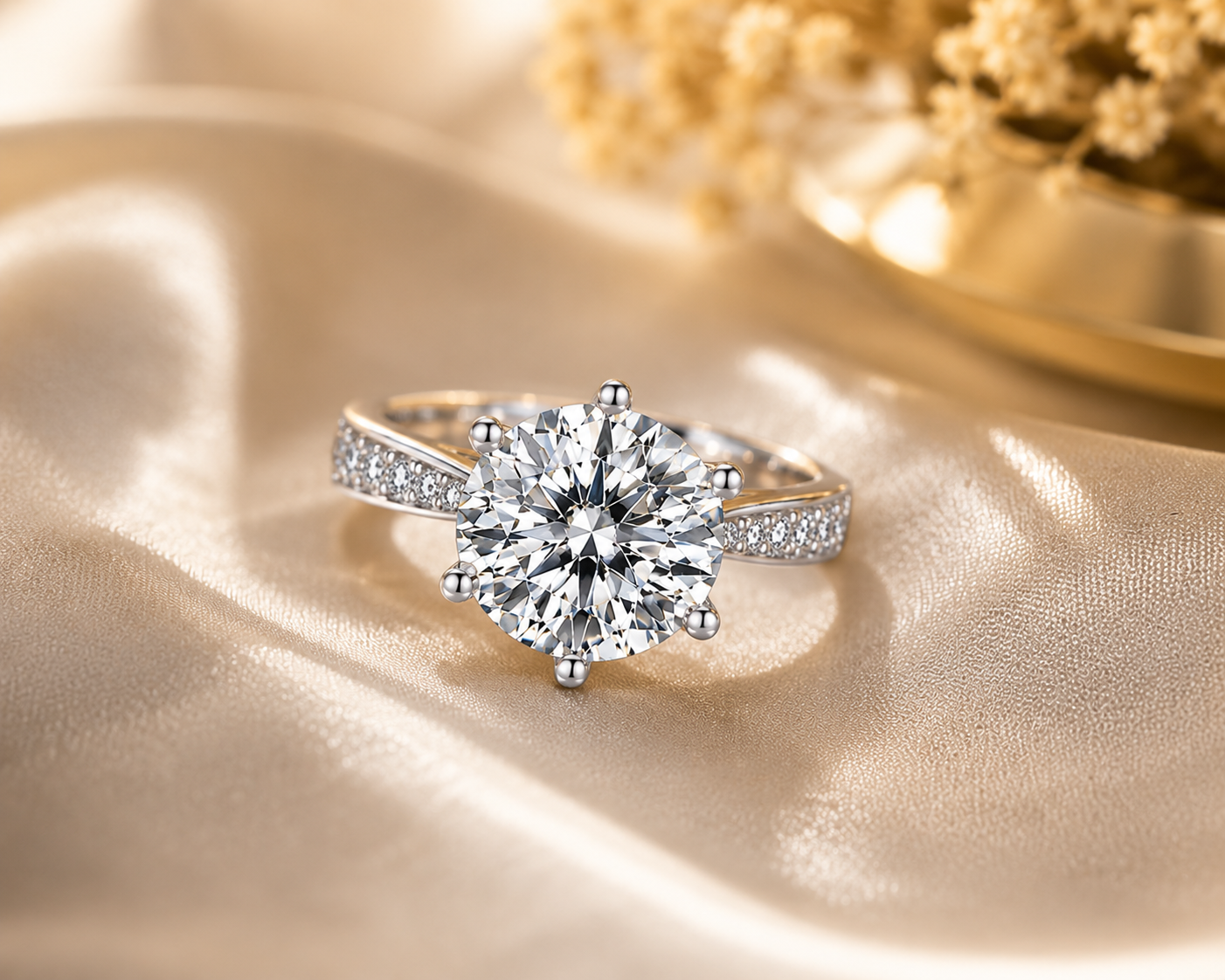 Moissanite Corona 5 Carat Silver Ring — Lumina