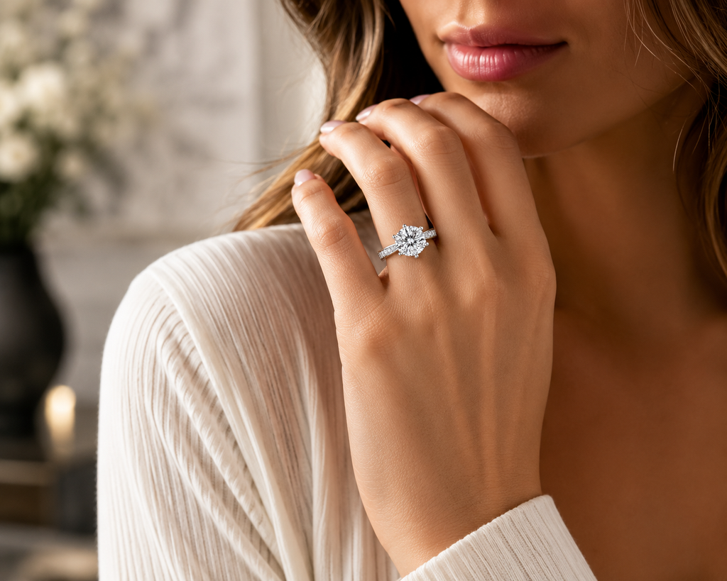Moissanite Corona 5 Carat Silver Ring — Lumina