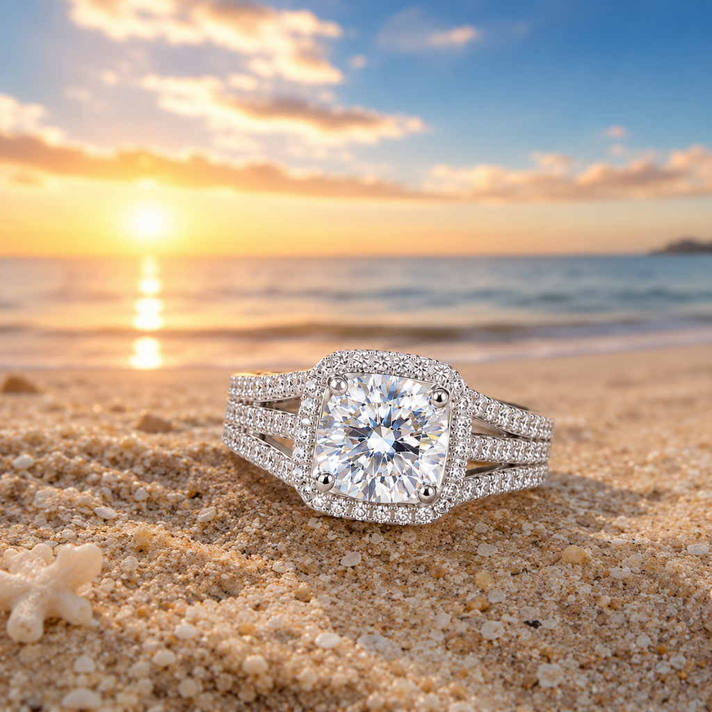Moissanite Soleil 5 Carat Silver Ring — Lumina