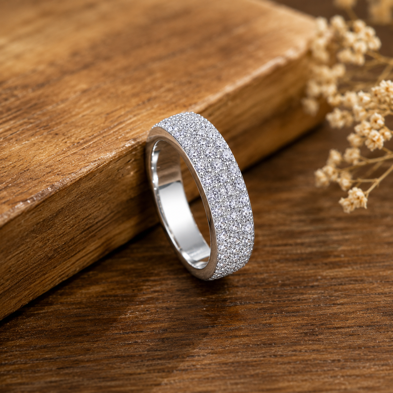 Moissanite Ellipse Silver Ring — Lumina