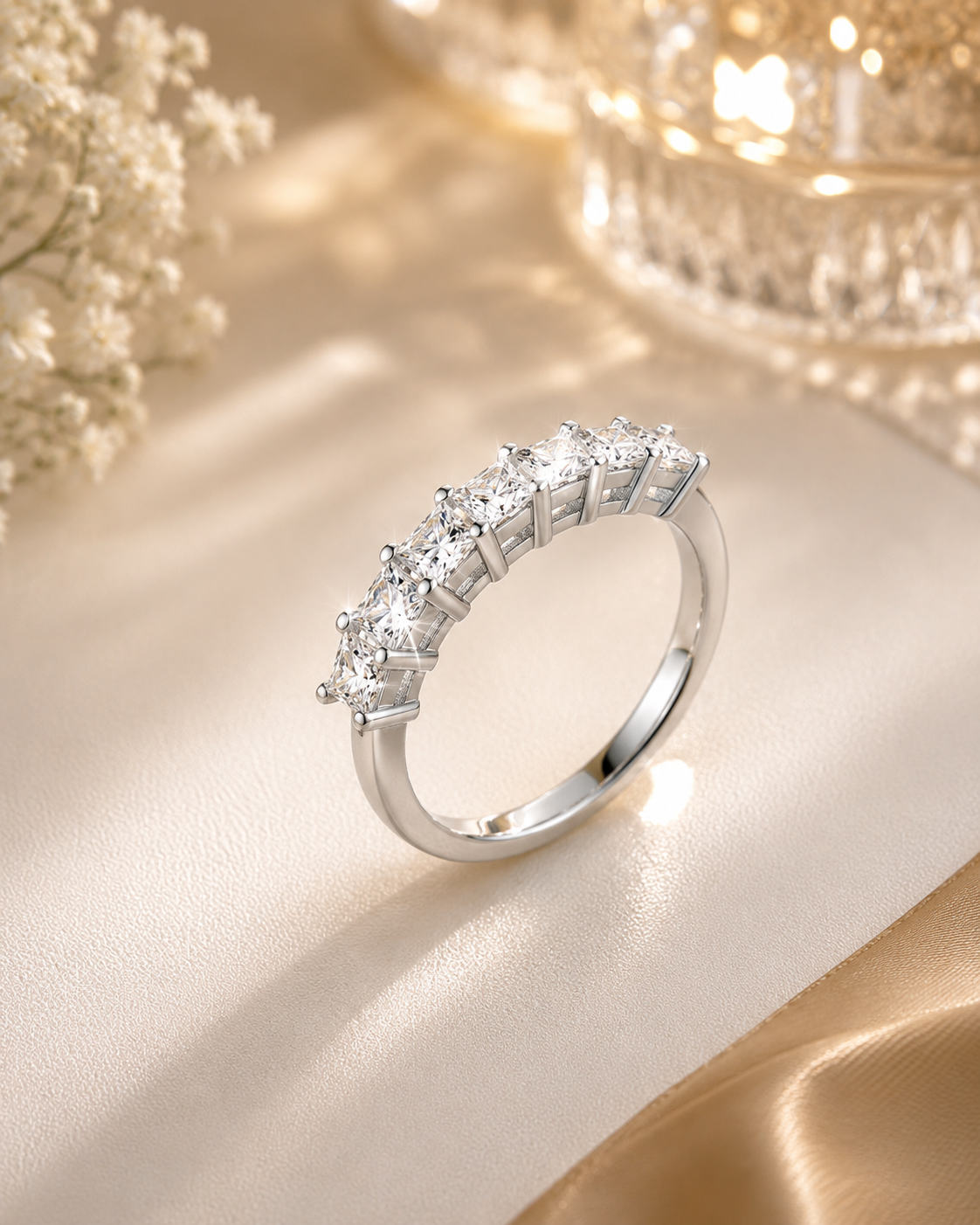 Moissanite Barre Silver Ring — Veyra