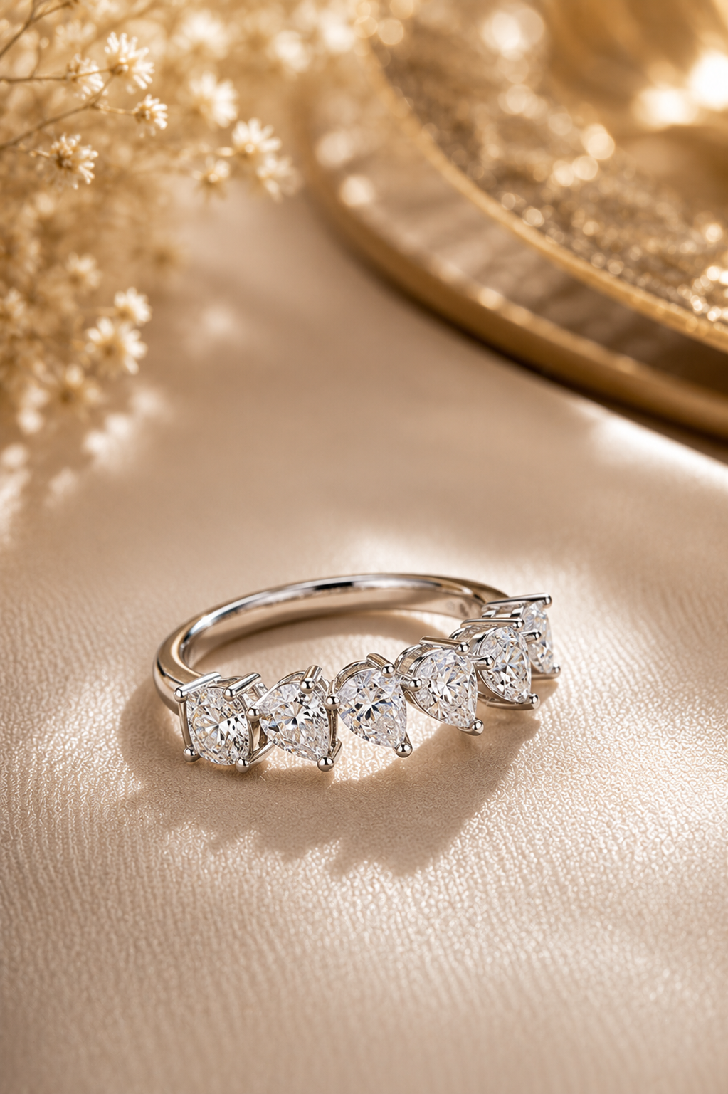 Moissanite Biais Silver Ring — Veyra