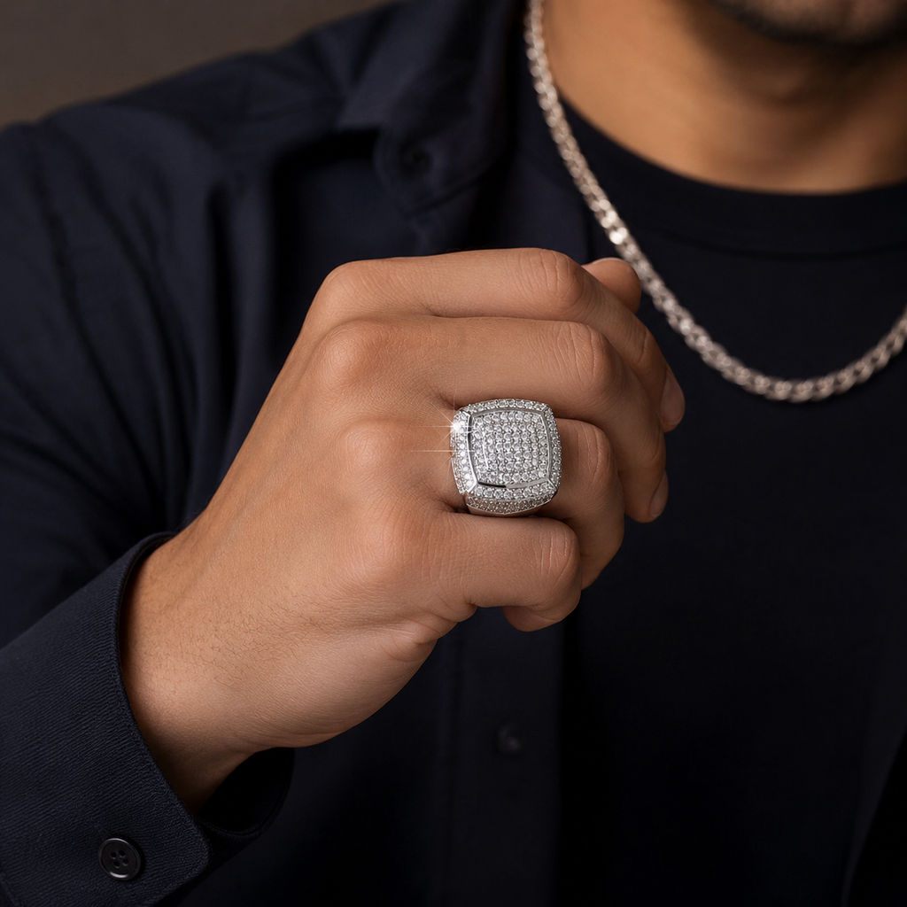 Moissanite Forza Silver Men's Ring — Kova