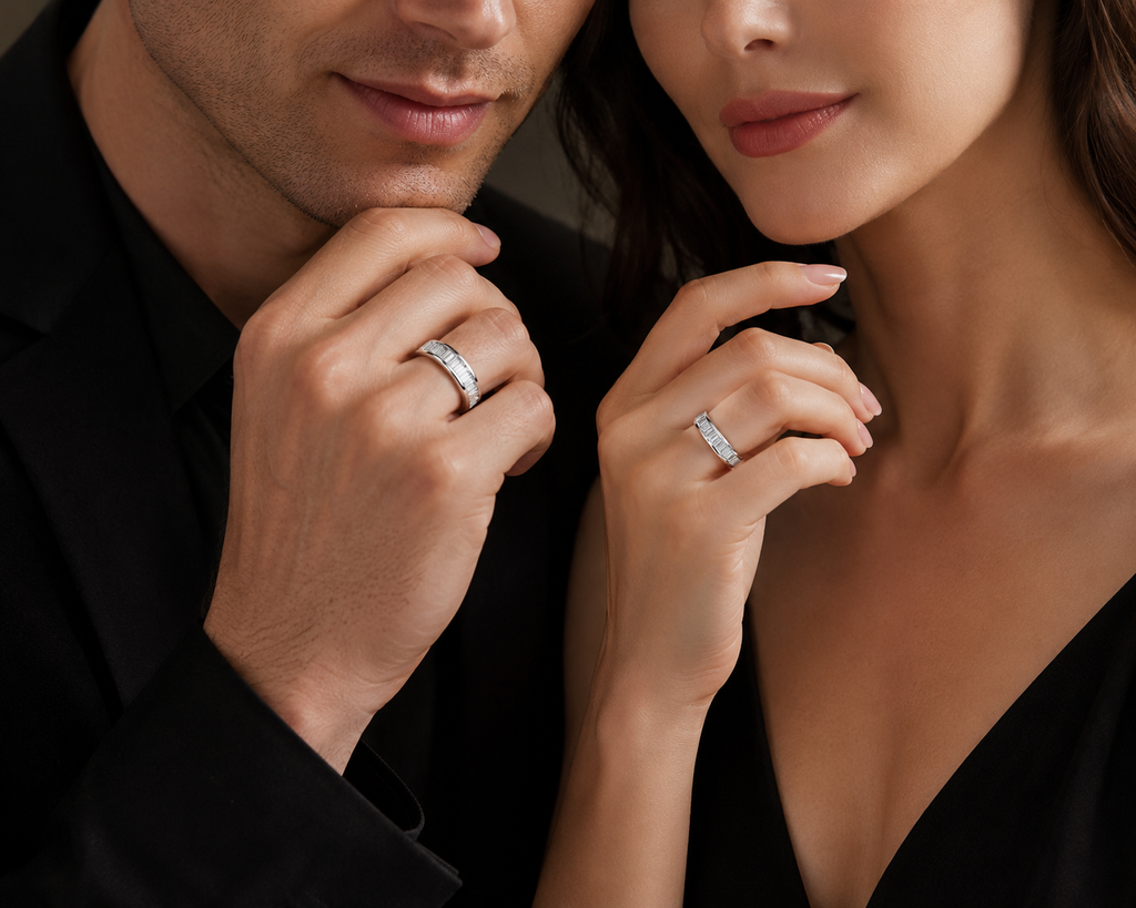 Moissanite Carré Princess Silver Ring — Lumina