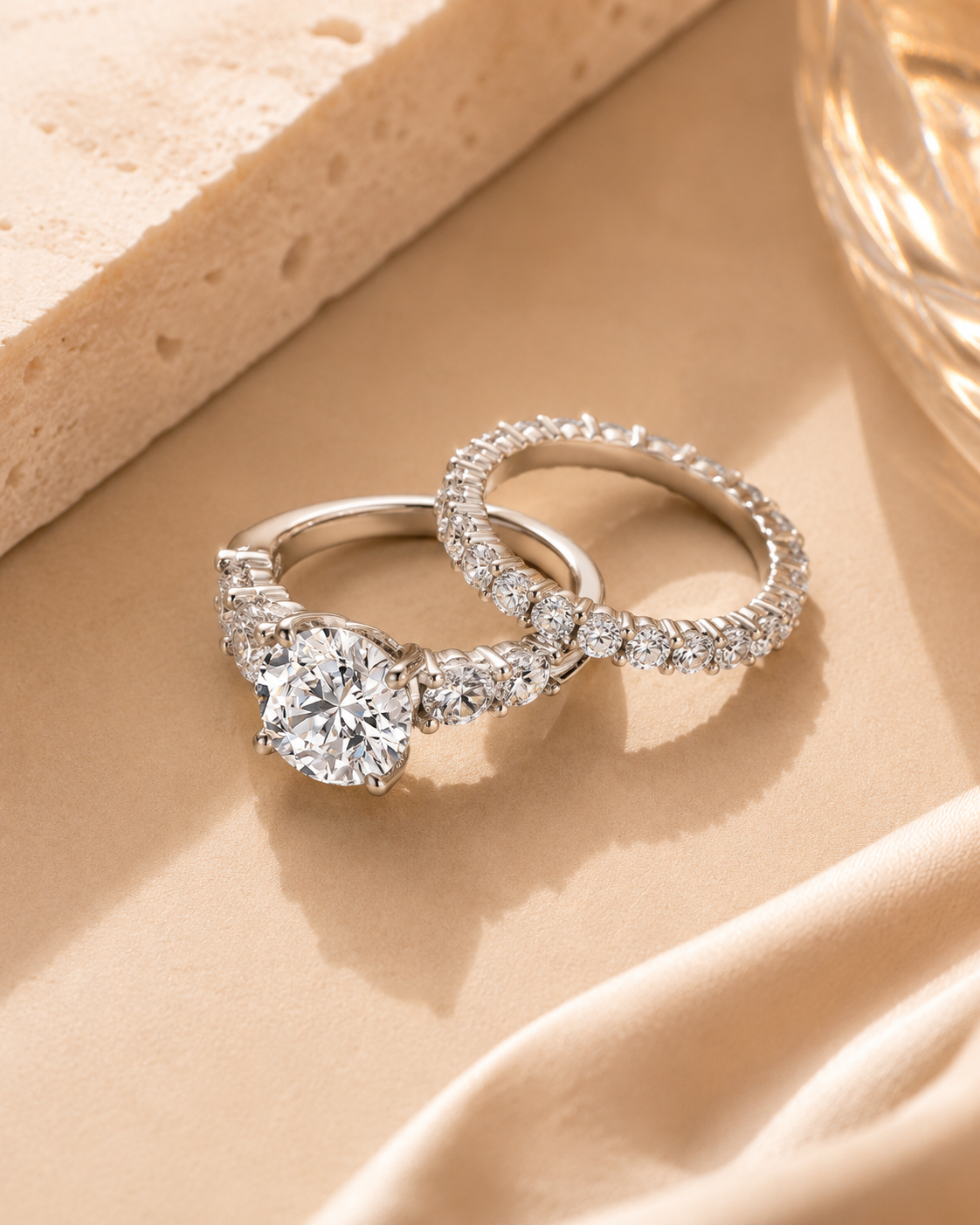 Moissanite Promesse 5 Carat Silver Ring Set — Veyra