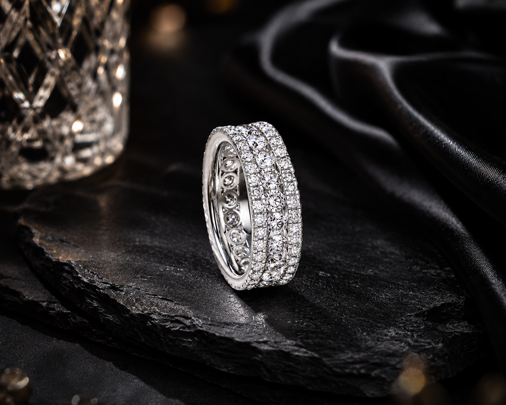 Moissanite Sillon Silver Ring — Veyra