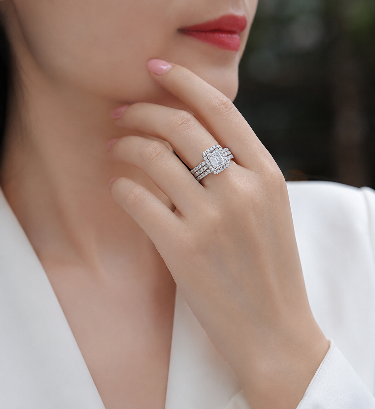 Moissanite Octave Silver Ring Set — Veyra