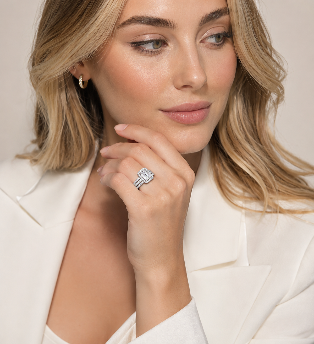Moissanite Octave Silver Ring Set — Veyra