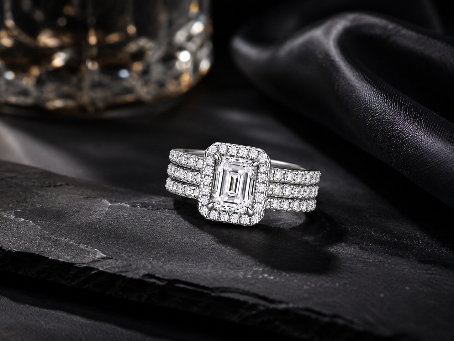 Moissanite Octave Silver Ring Set — Veyra