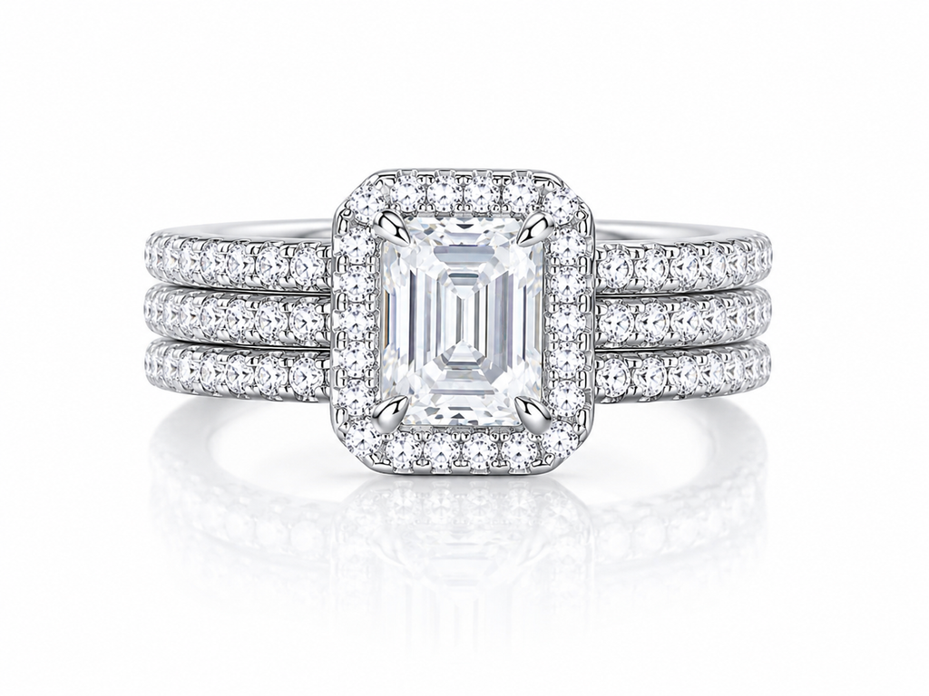 Moissanite Octave Silver Ring Set — Veyra