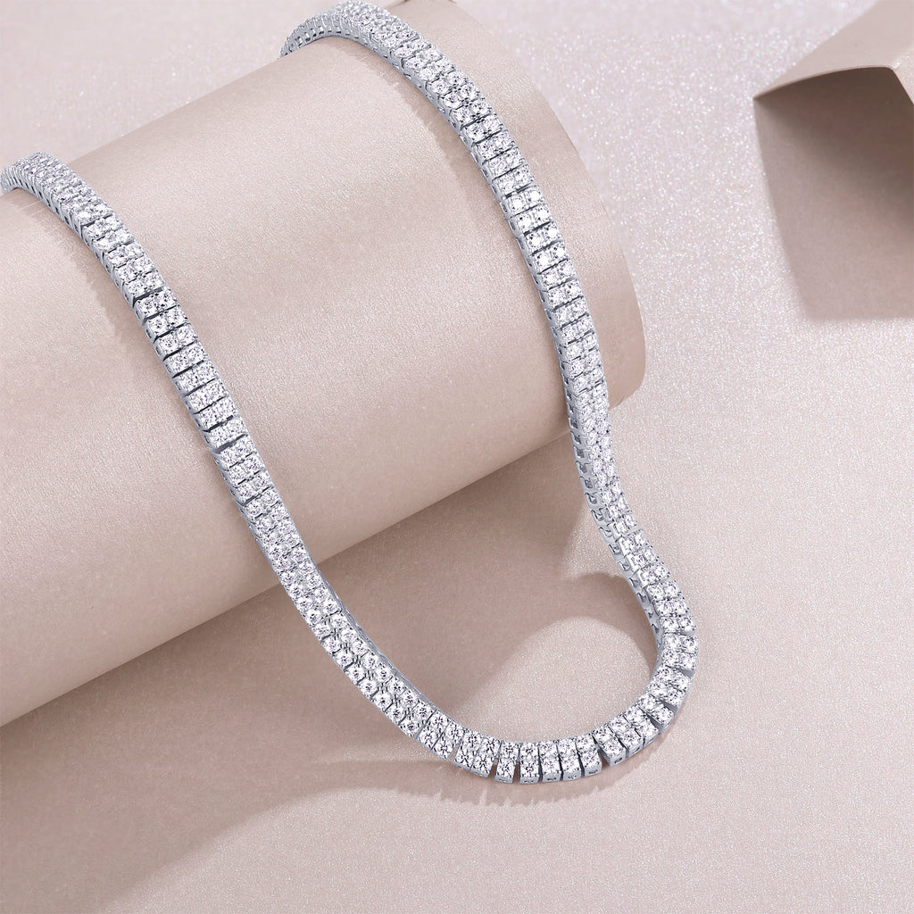 Double Layer Moissanite Necklace Set Platinum Plated 925 Sterling Silver Round Pendant Luxury GRA Certified Jewelry