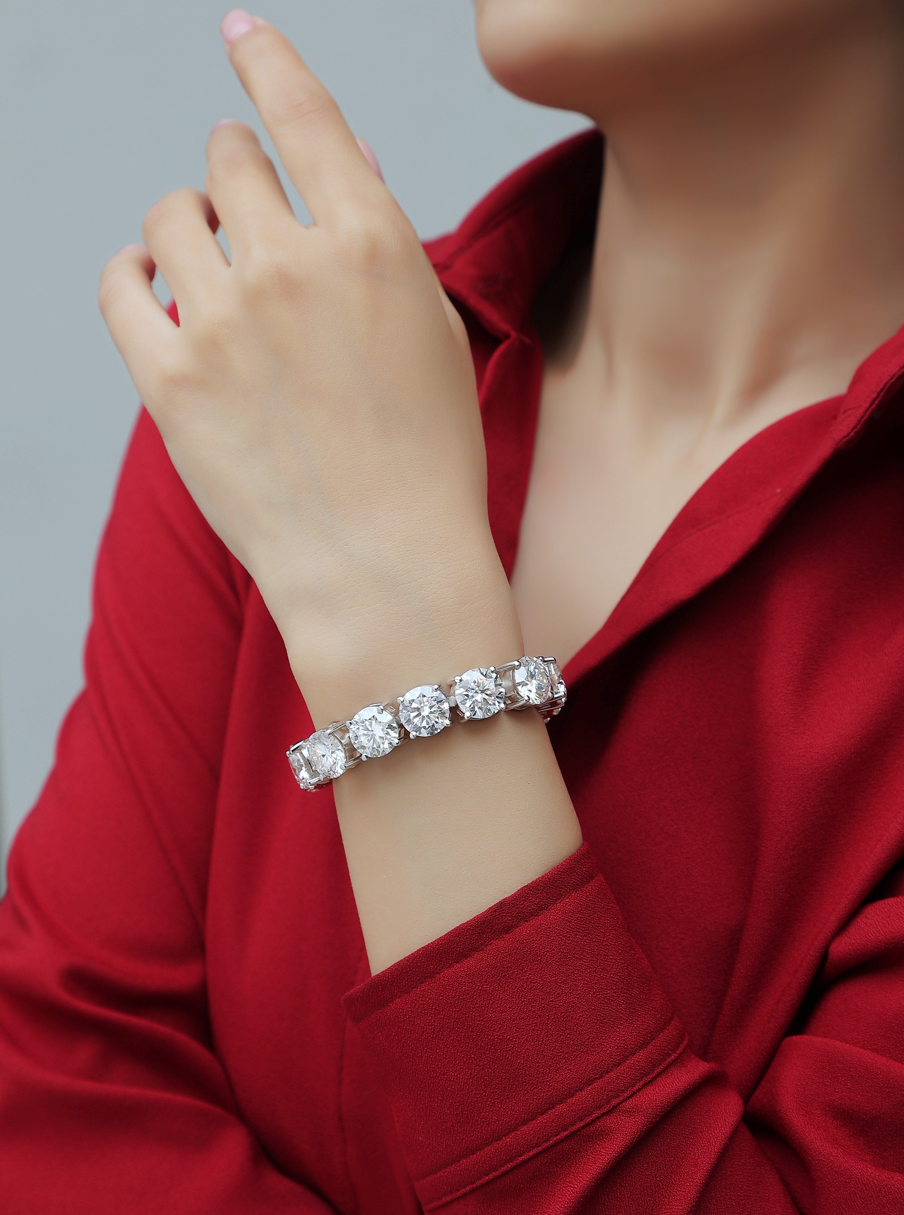 Moissanite Bracelet 5 Carat 925 Sterling Silver Platinum Plated Luxury Statement Bracelet for Women GRA Certified