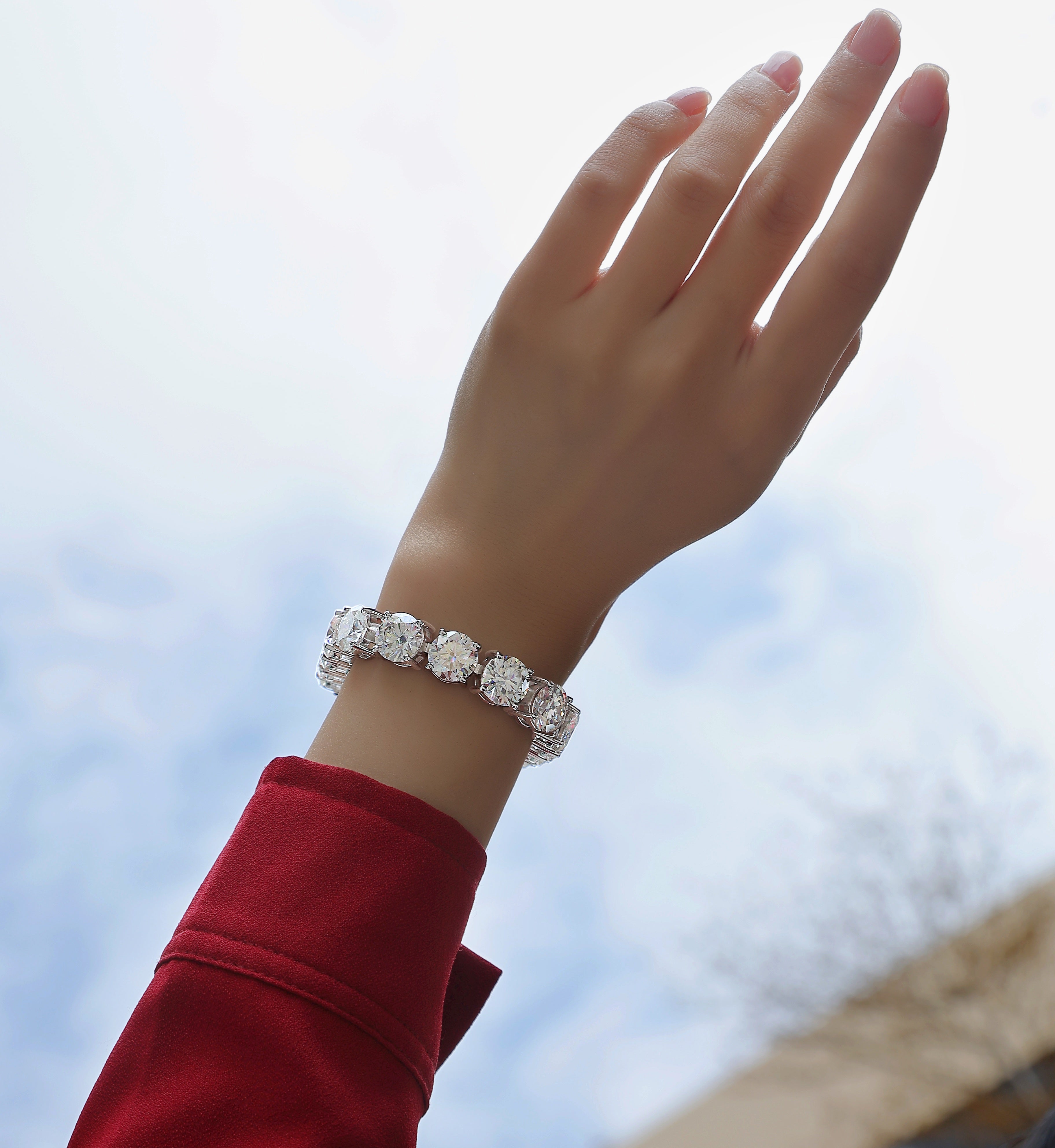 Moissanite Bracelet 5 Carat 925 Sterling Silver Platinum Plated Luxury Statement Bracelet for Women GRA Certified