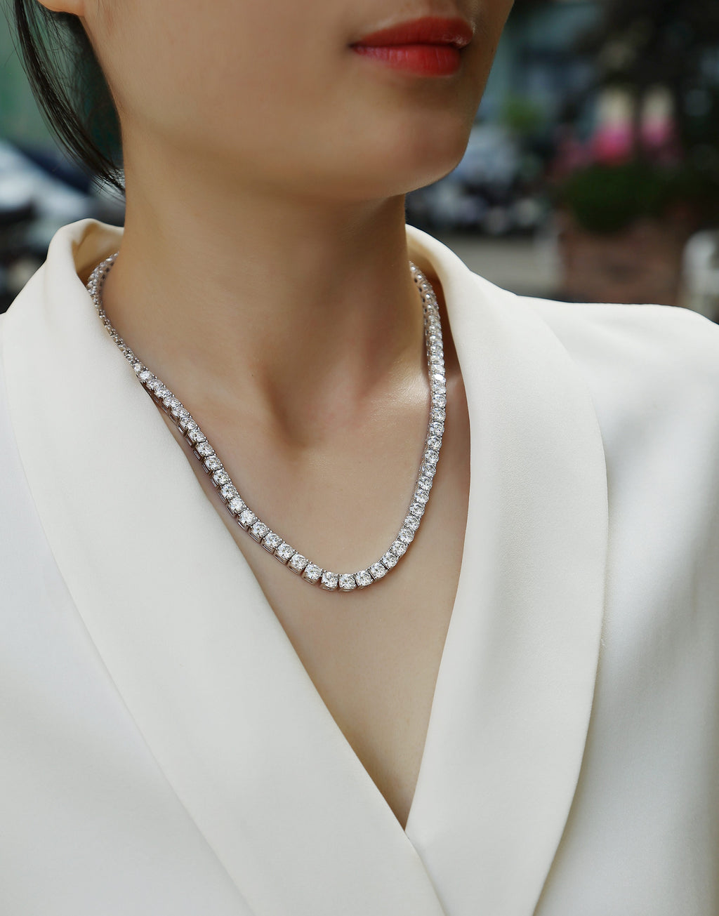 Endless Starry River Moissanite Necklace 925 Sterling Silver Platinum Plated Luxury Pendant Necklace with GRA Certificate