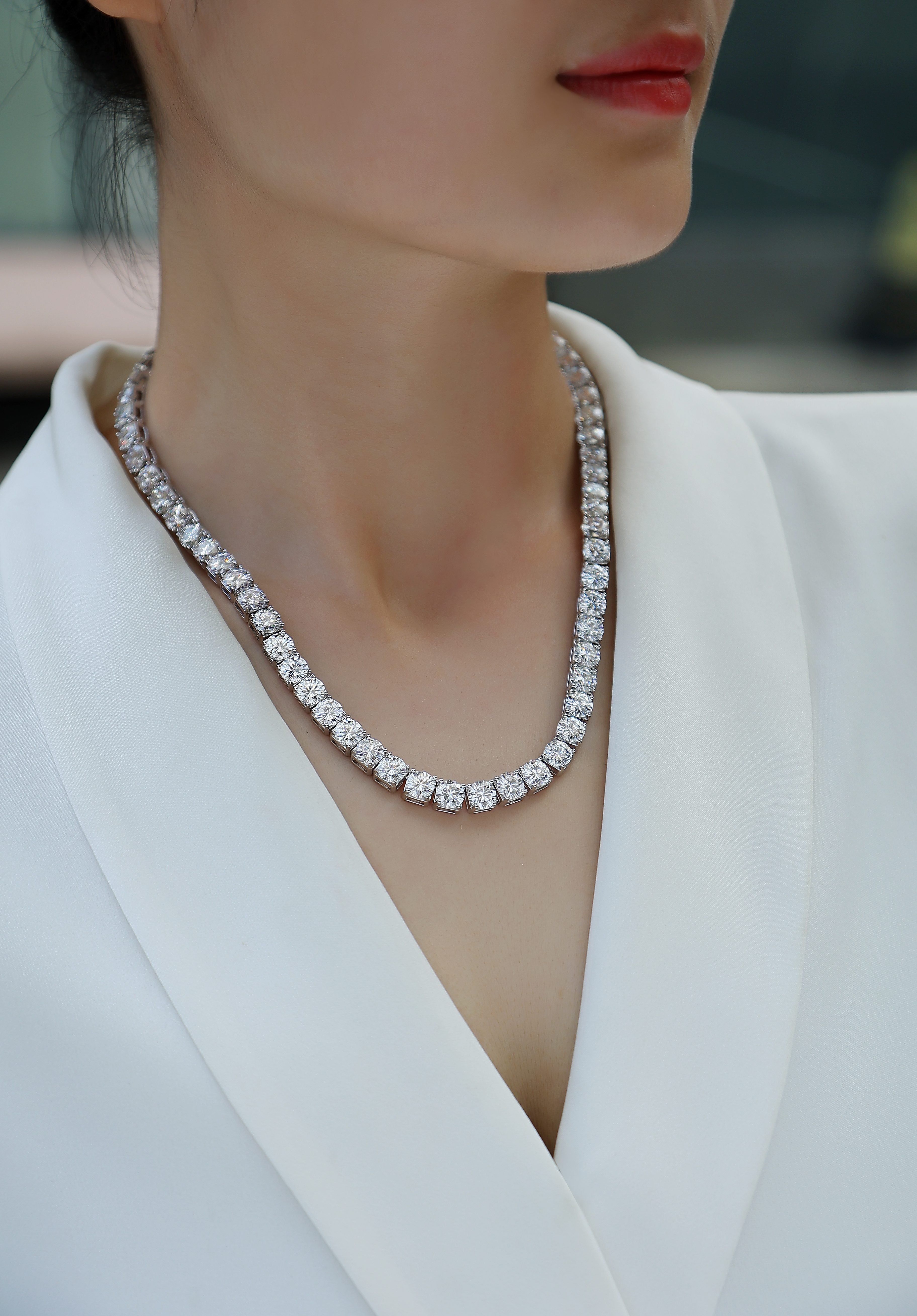 Endless Starry River Moissanite Necklace 925 Sterling Silver Platinum Plated Luxury Pendant Necklace for Women GRA Certified