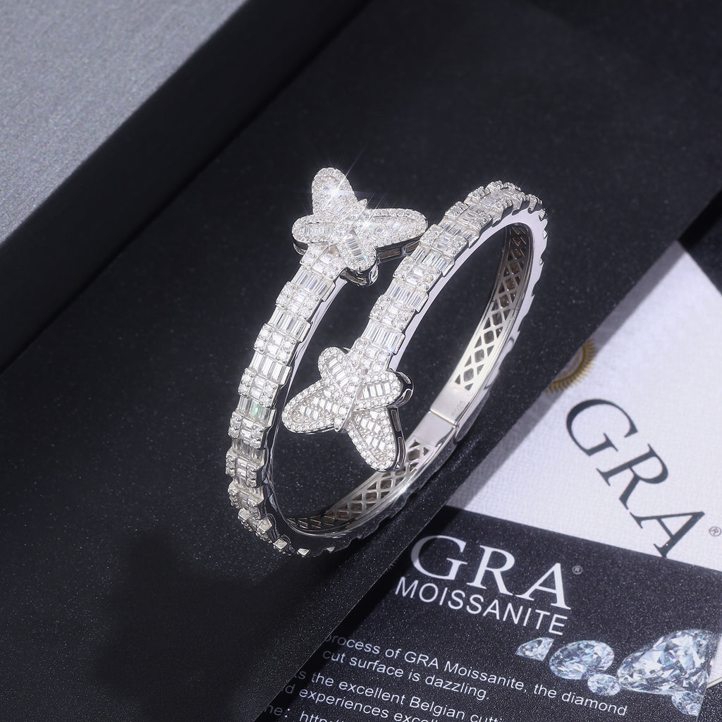 Moissanite Bracelet 925 Sterling Silver Platinum Plated Elegant Luxury Trend Bracelet with GRA Certificate