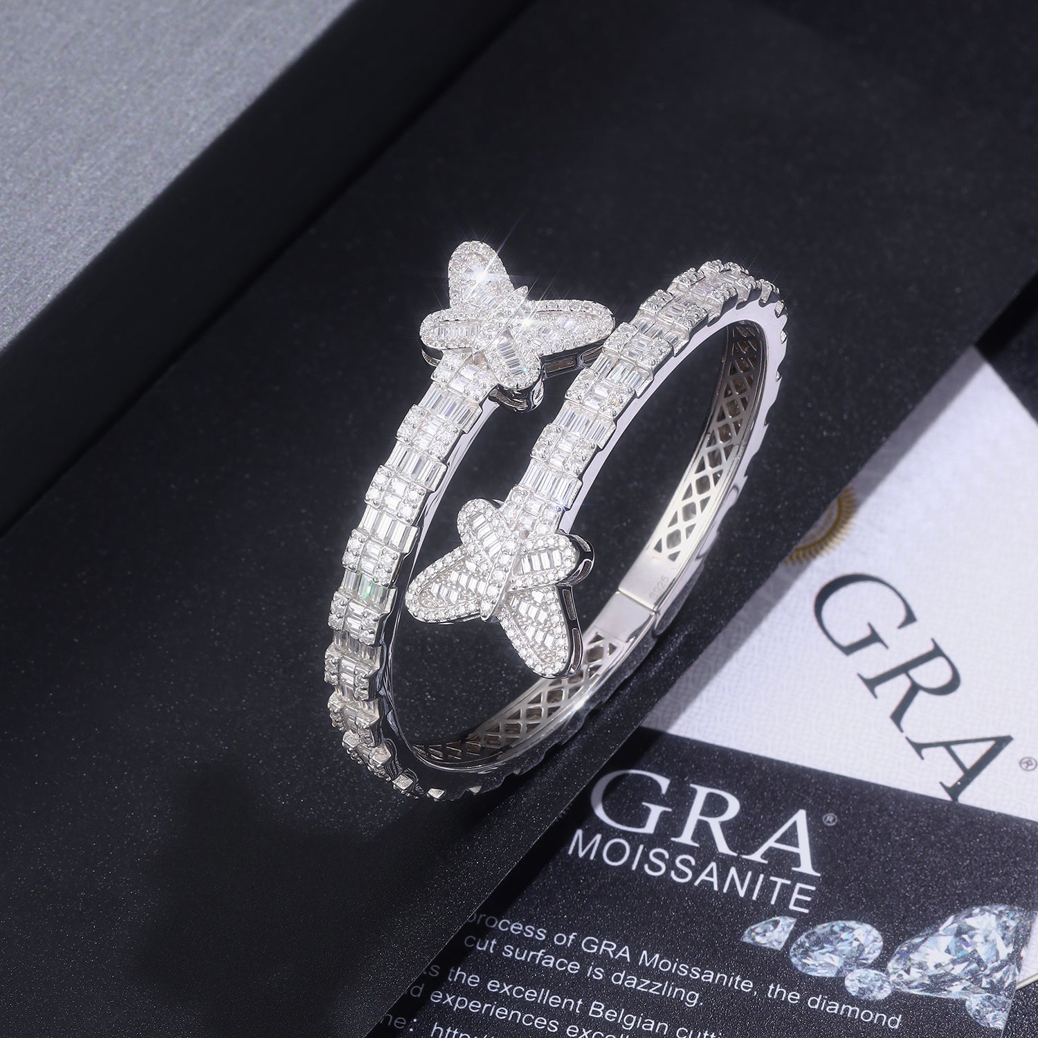Moissanite Bracelet 925 Sterling Silver Platinum Plated Elegant Luxury Trend Bracelet with GRA Certificate