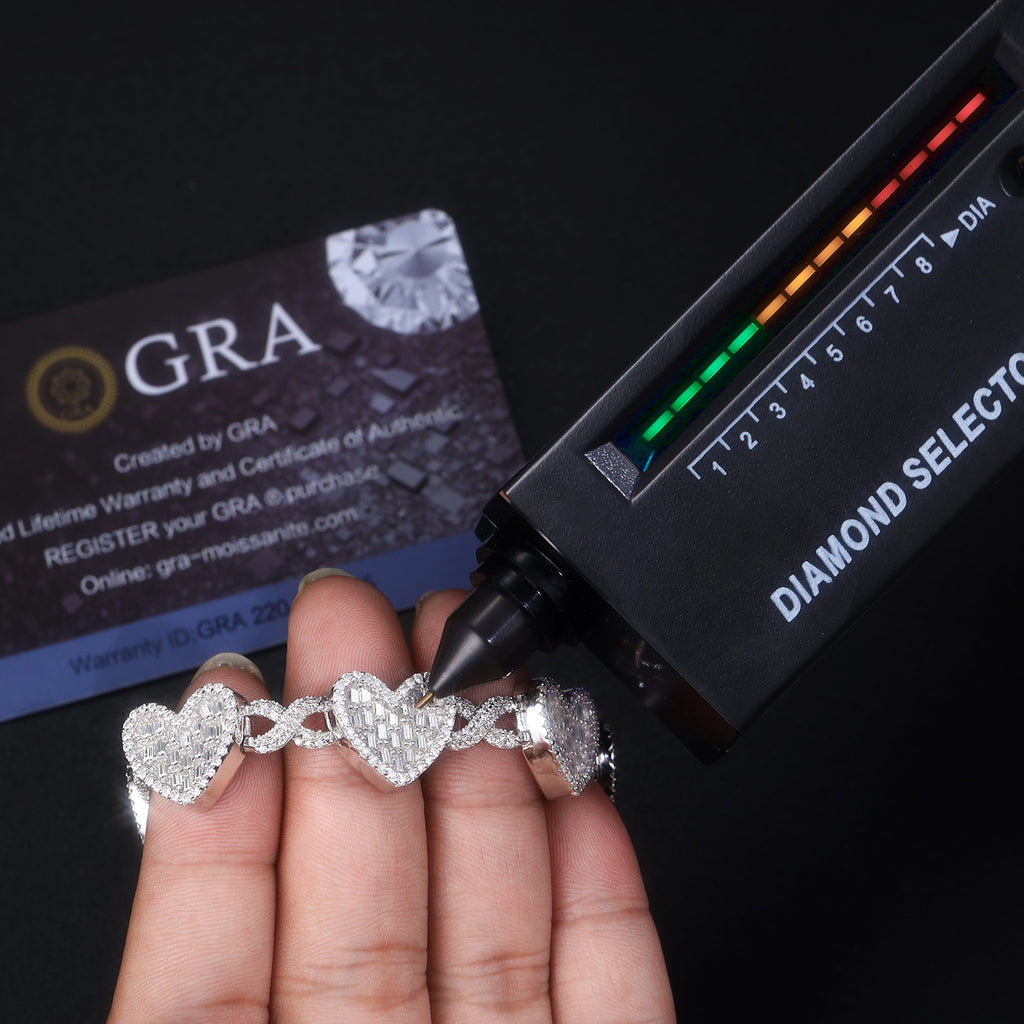 Minimalist Moissanite Bracelet 925 Sterling Silver Platinum Plated Luxury Elegant Bracelet with GRA Certificate