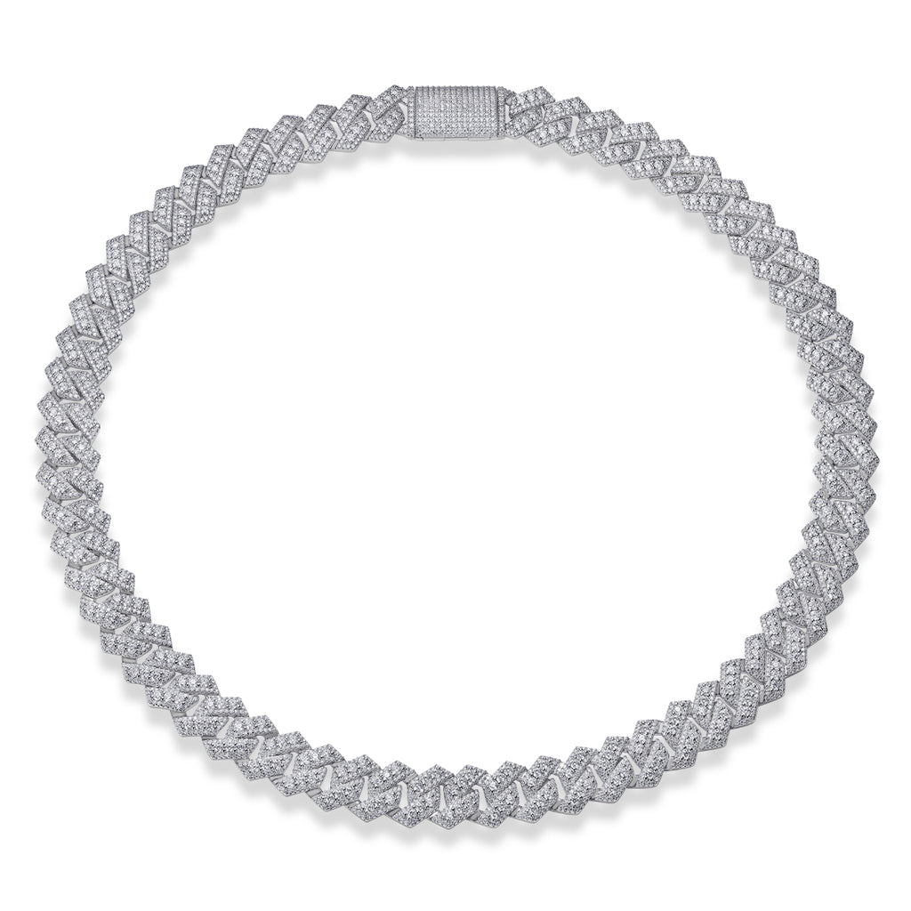 Romantic Gravity Moissanite Pendant Necklace in Platinum Plated 925 Sterling Silver