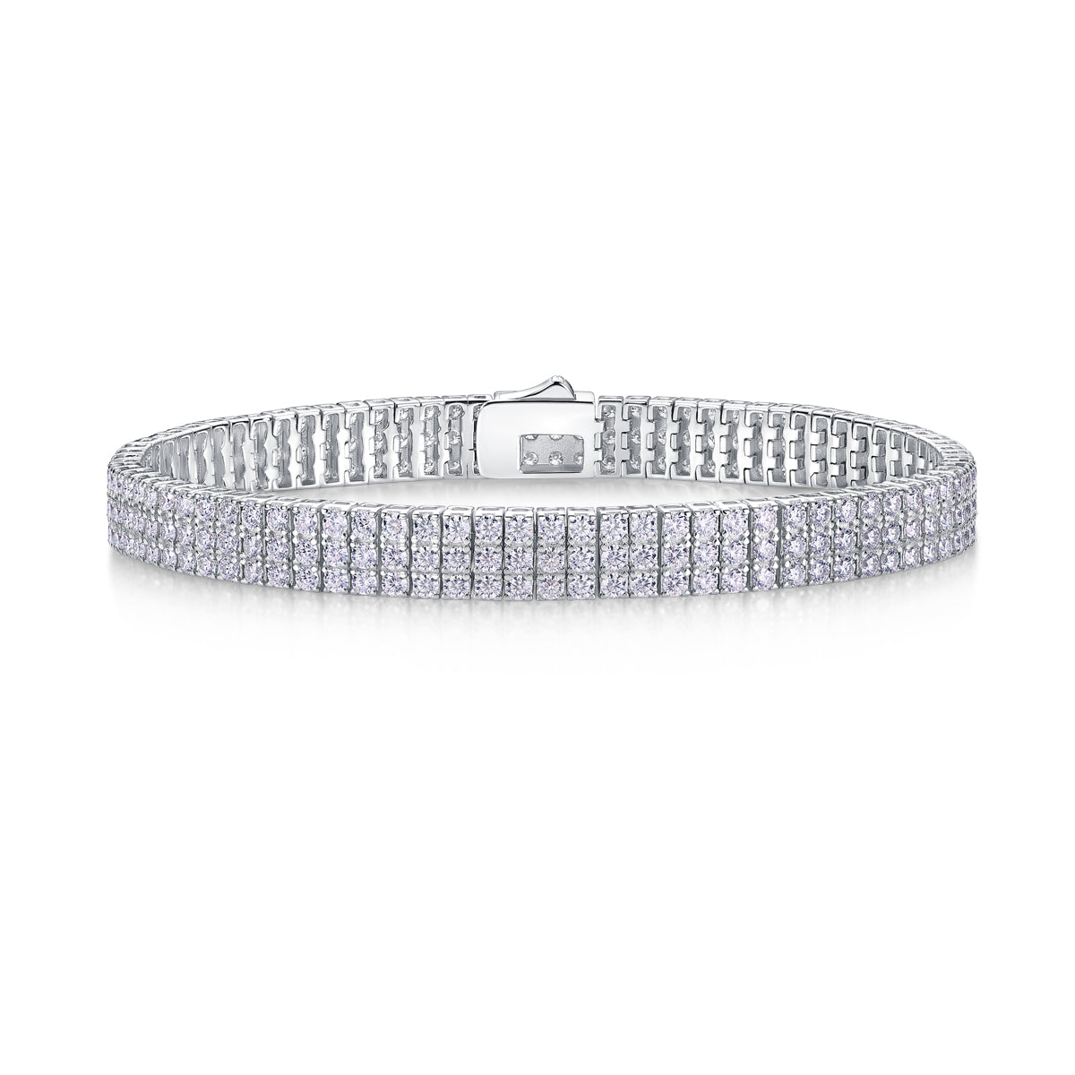 Chain Lock Radiance - A Luxurious And Fashionable Light Luxury Jewelry Silver Bracelet Set With Top-quality Moissanite, S925 Silver-plated Platinum